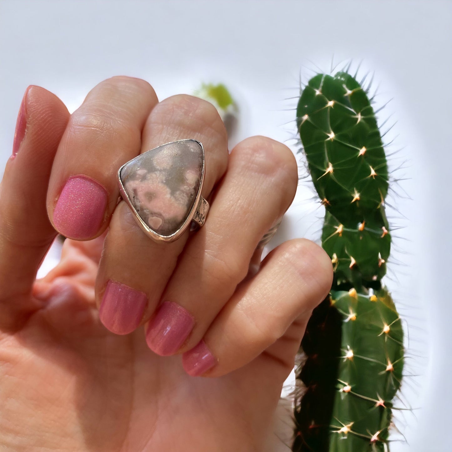 SweetGrass Studio ~ Flower Agate Ring - size 6.5