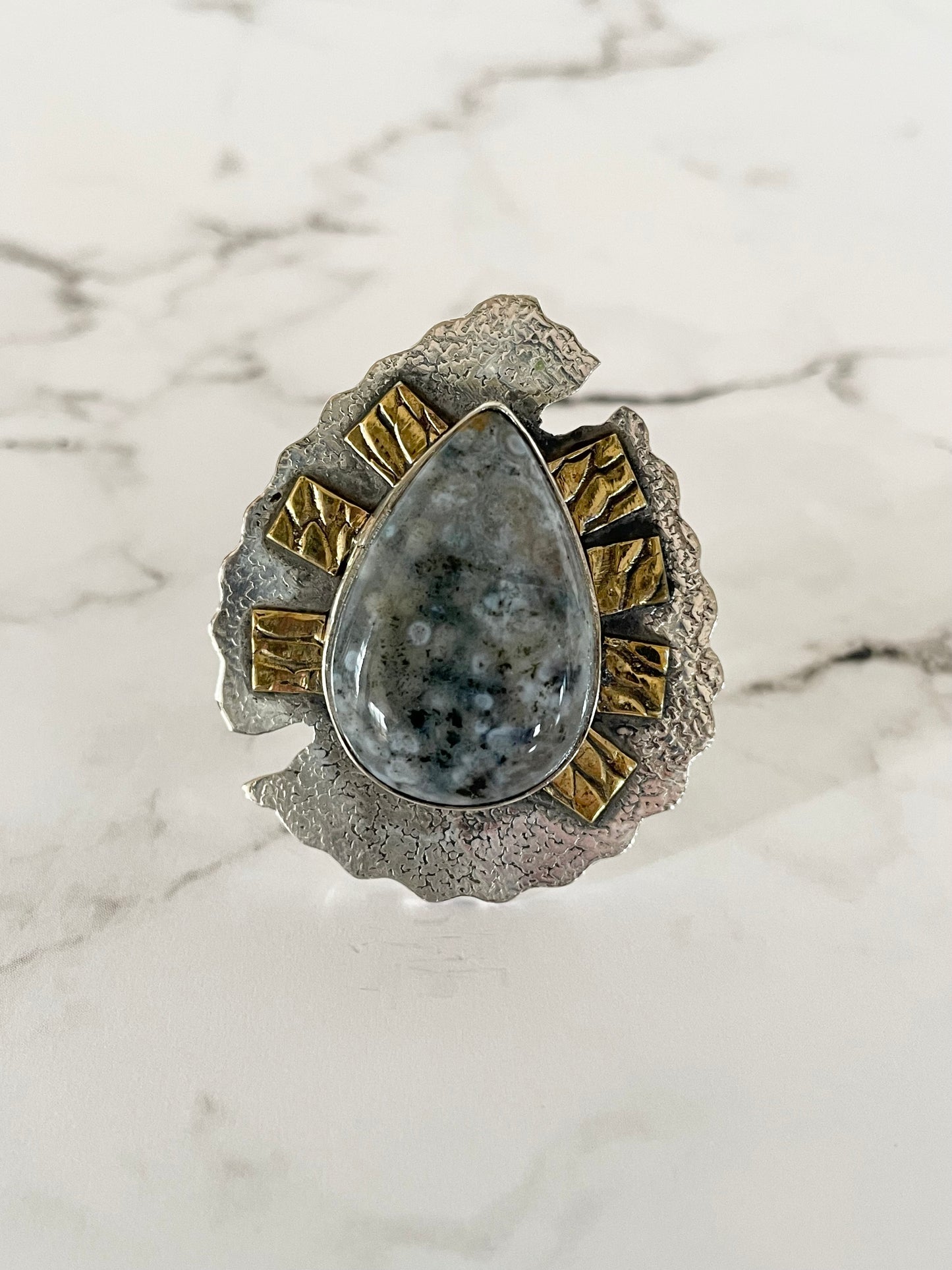 Ocean Jasper adjustable ring ~ sizes 6.5-10