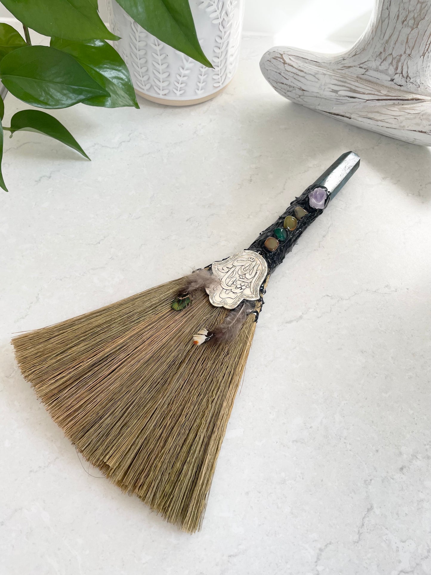 Crystal Feather Besom ~ Apatite