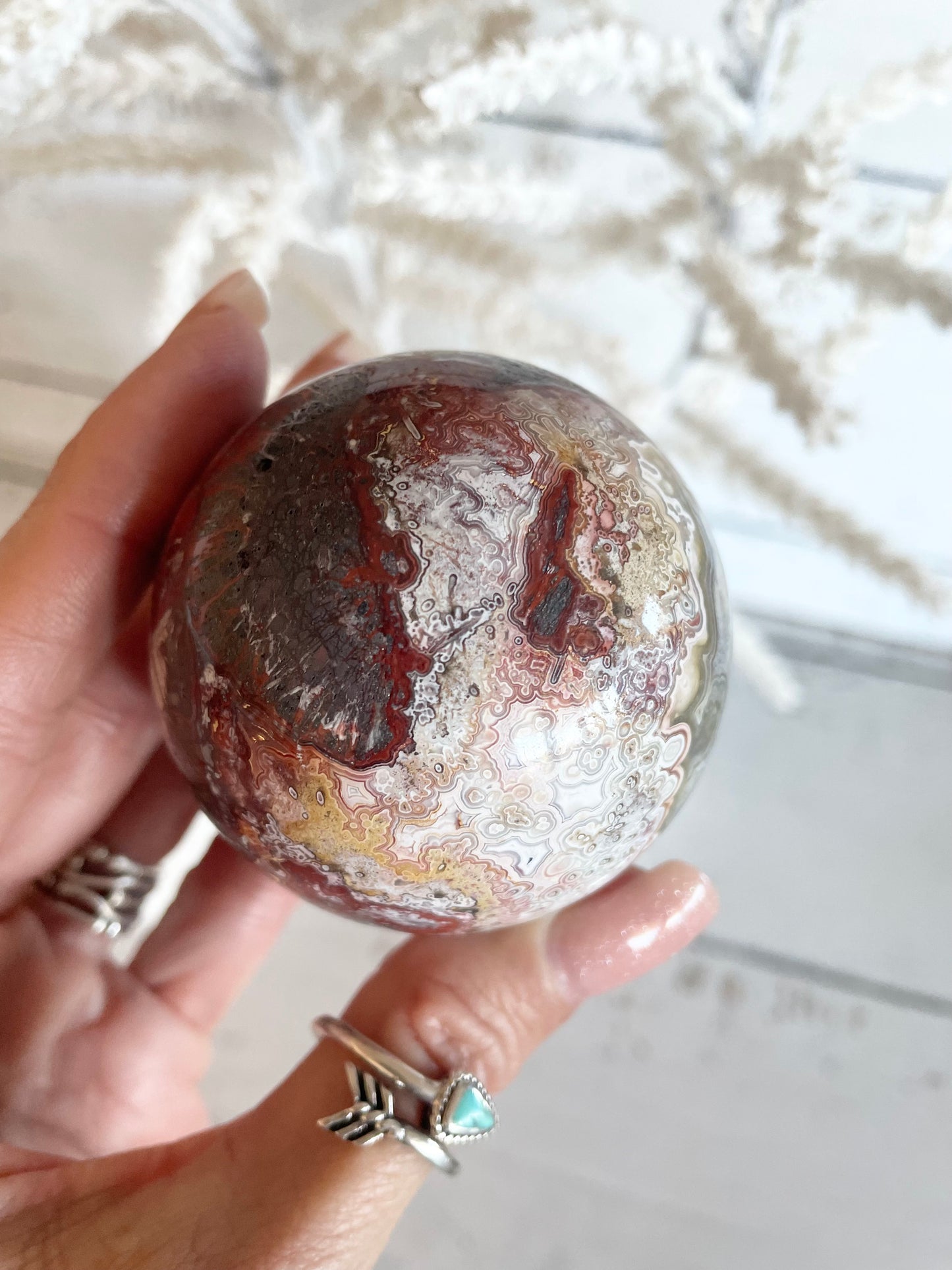 Mexican Crazy Lace Agate Sphere includes holder