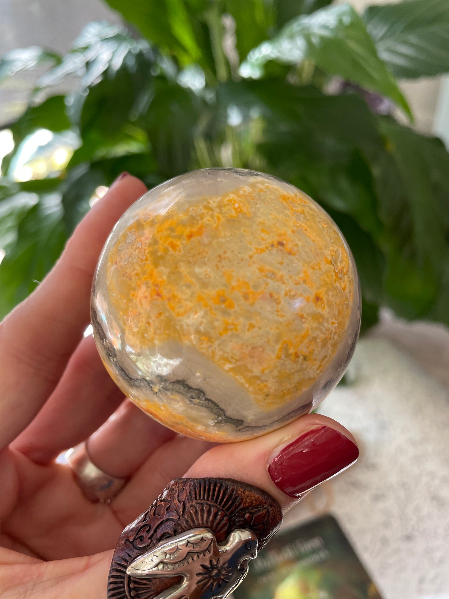 Bumble Bee Jasper Sphere Includes Holder