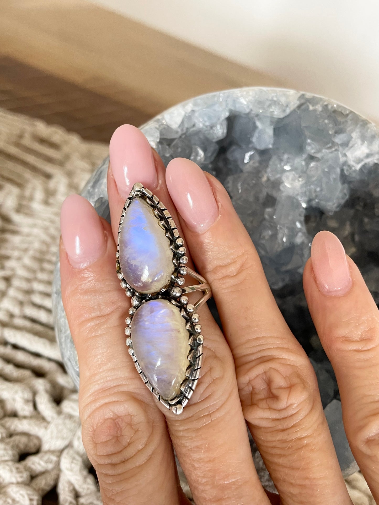 Rainbow Moonstone Ring - Size 6
