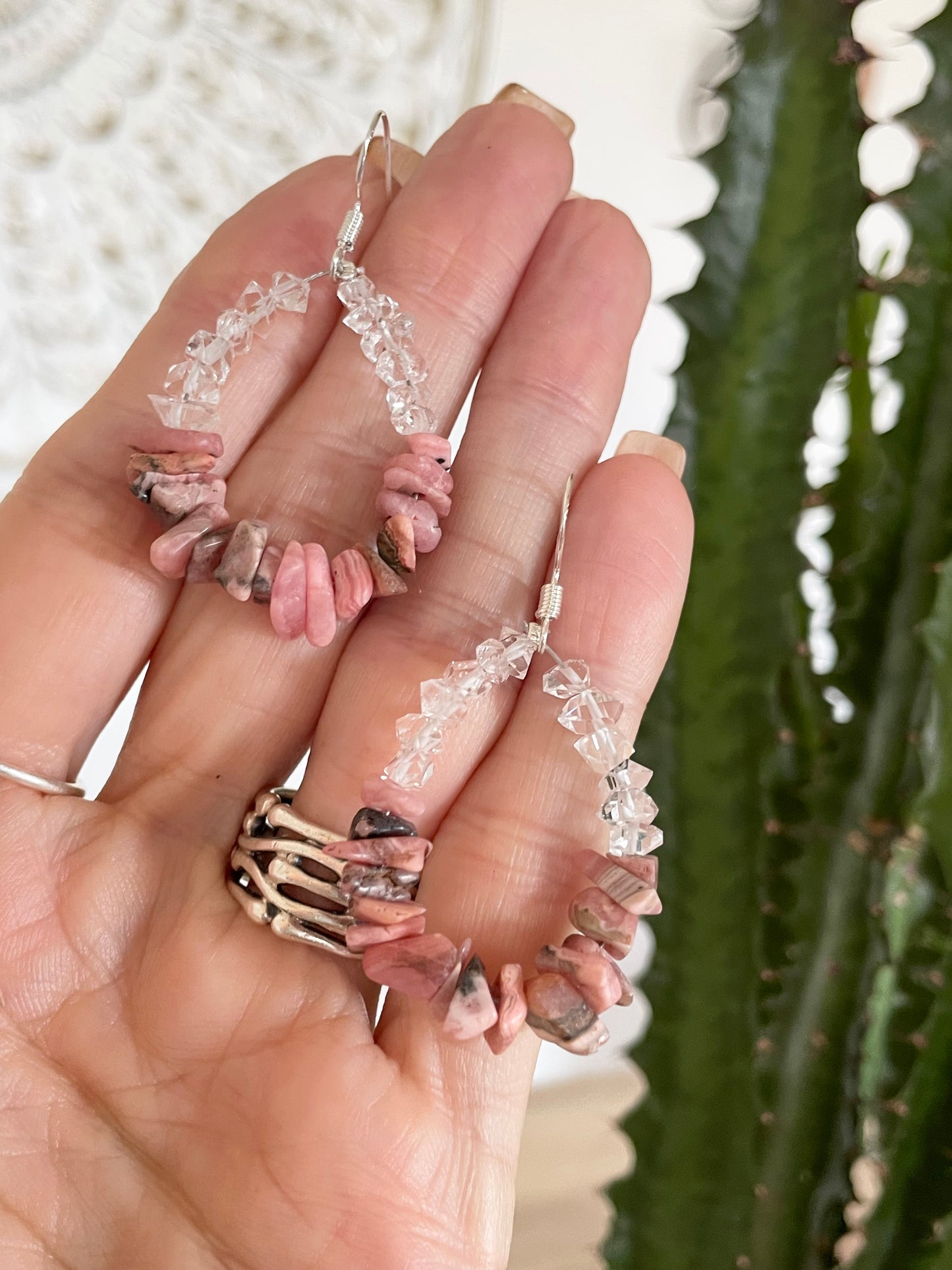 Herkimer \Rhodochrosite Earrings