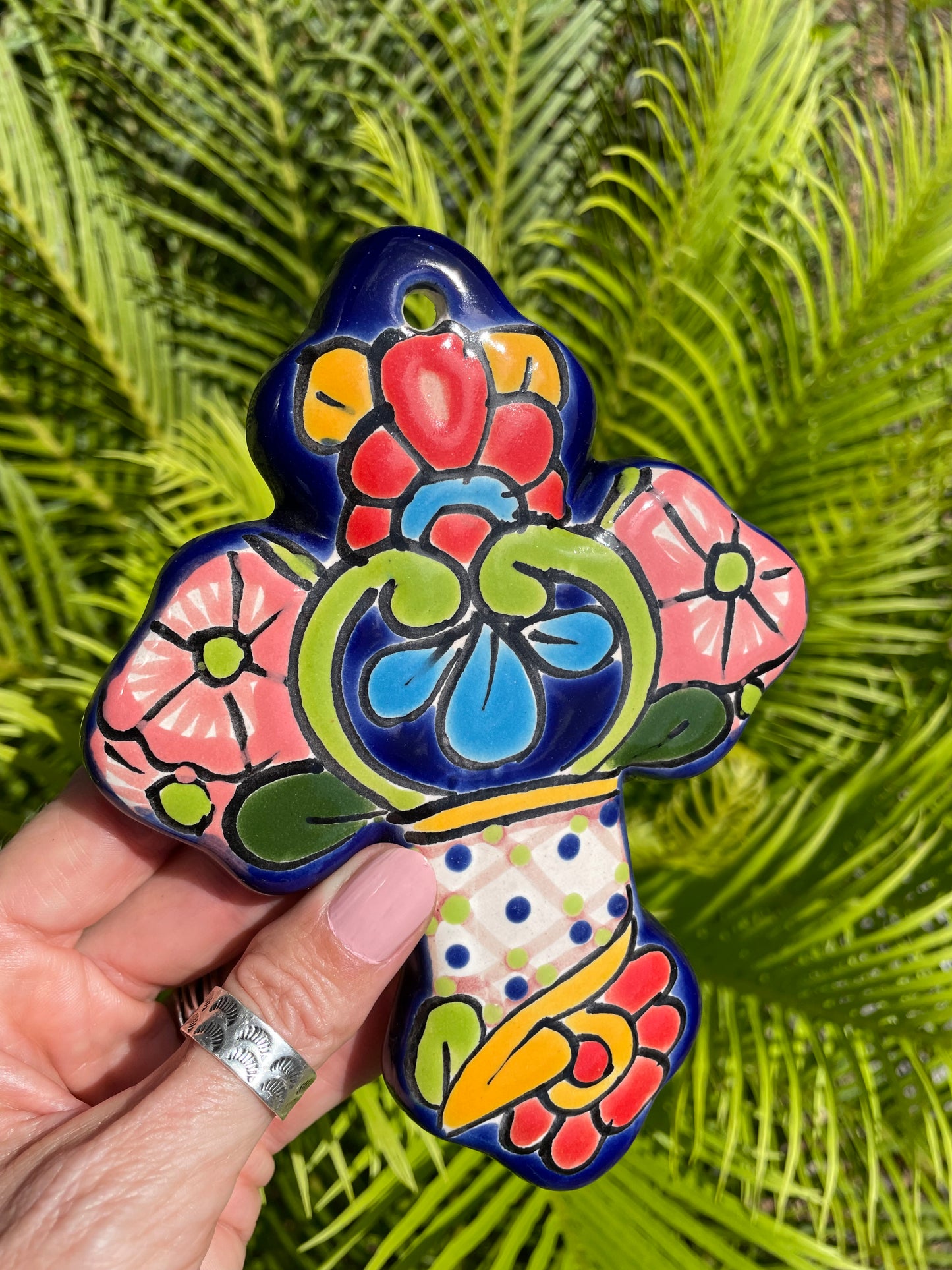 Mexican Talavera Cross ~ Medium
