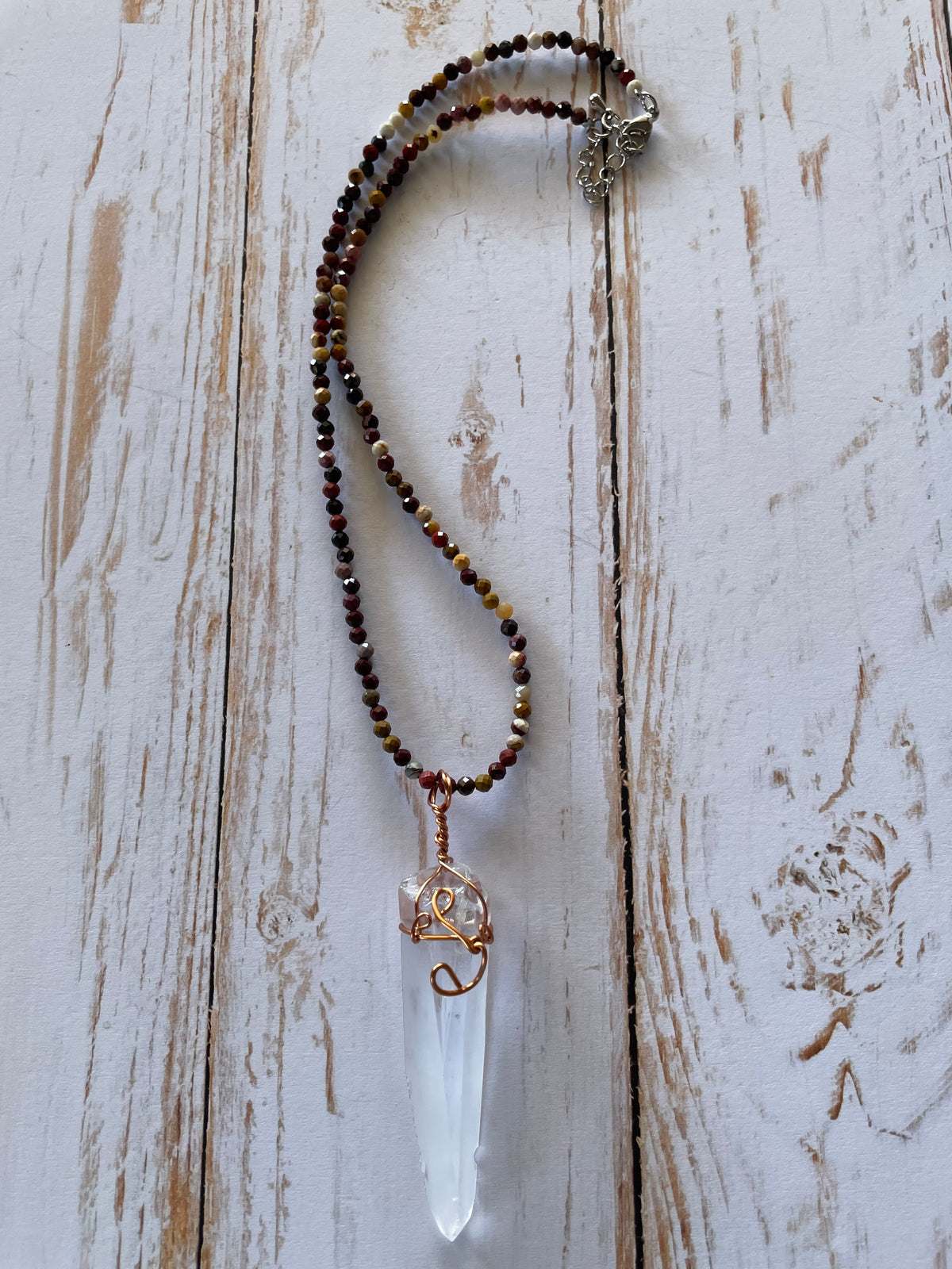 Lemurian Quartz & Mookaite Wrapped Necklace