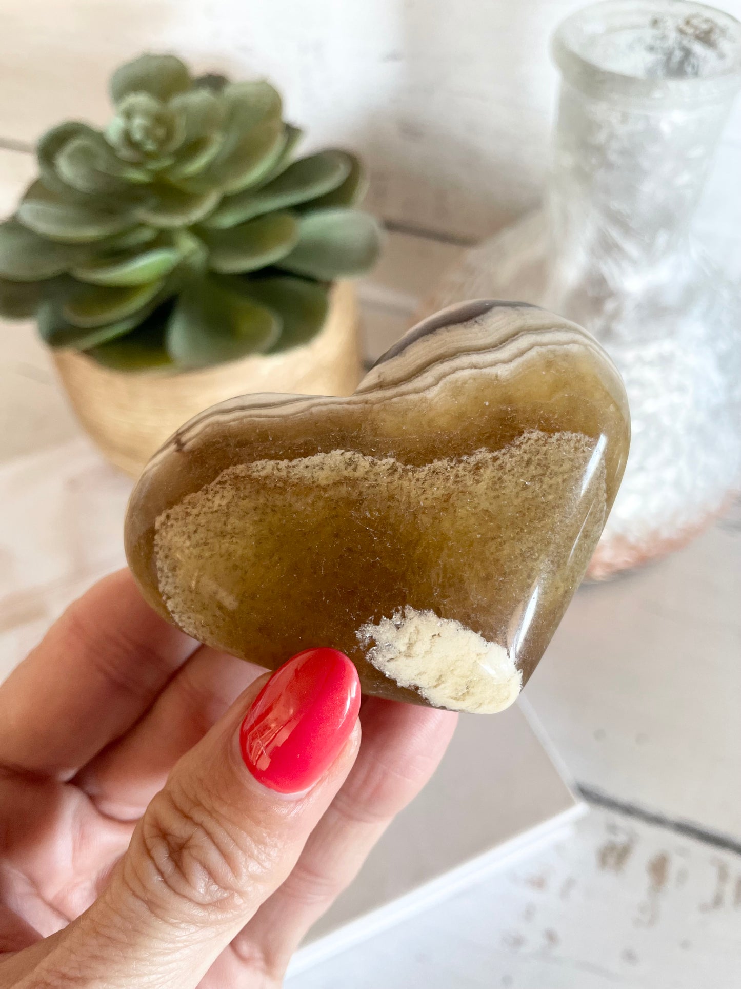 Yellow Fluorite Heart