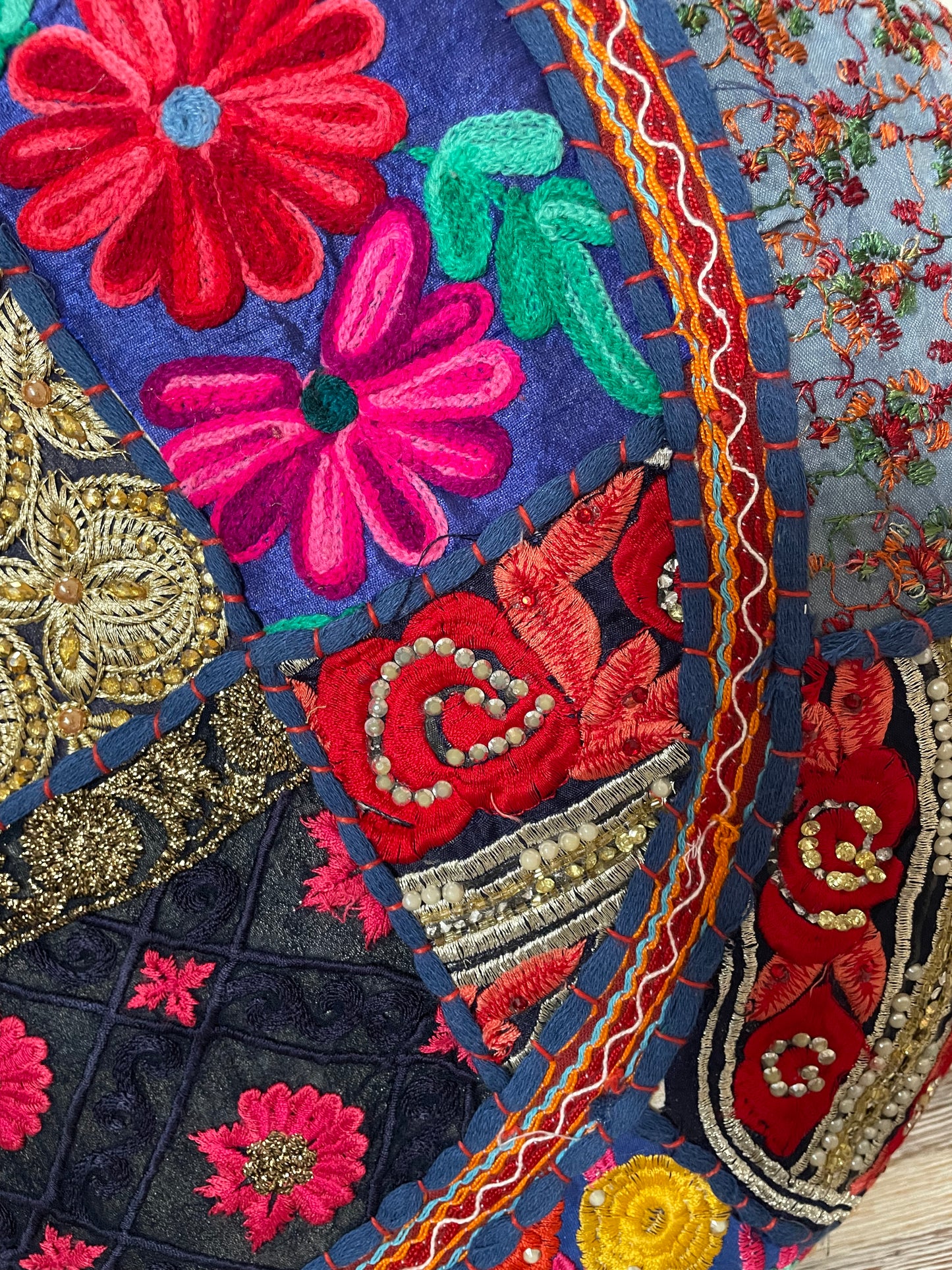 Boho embroidered cushion