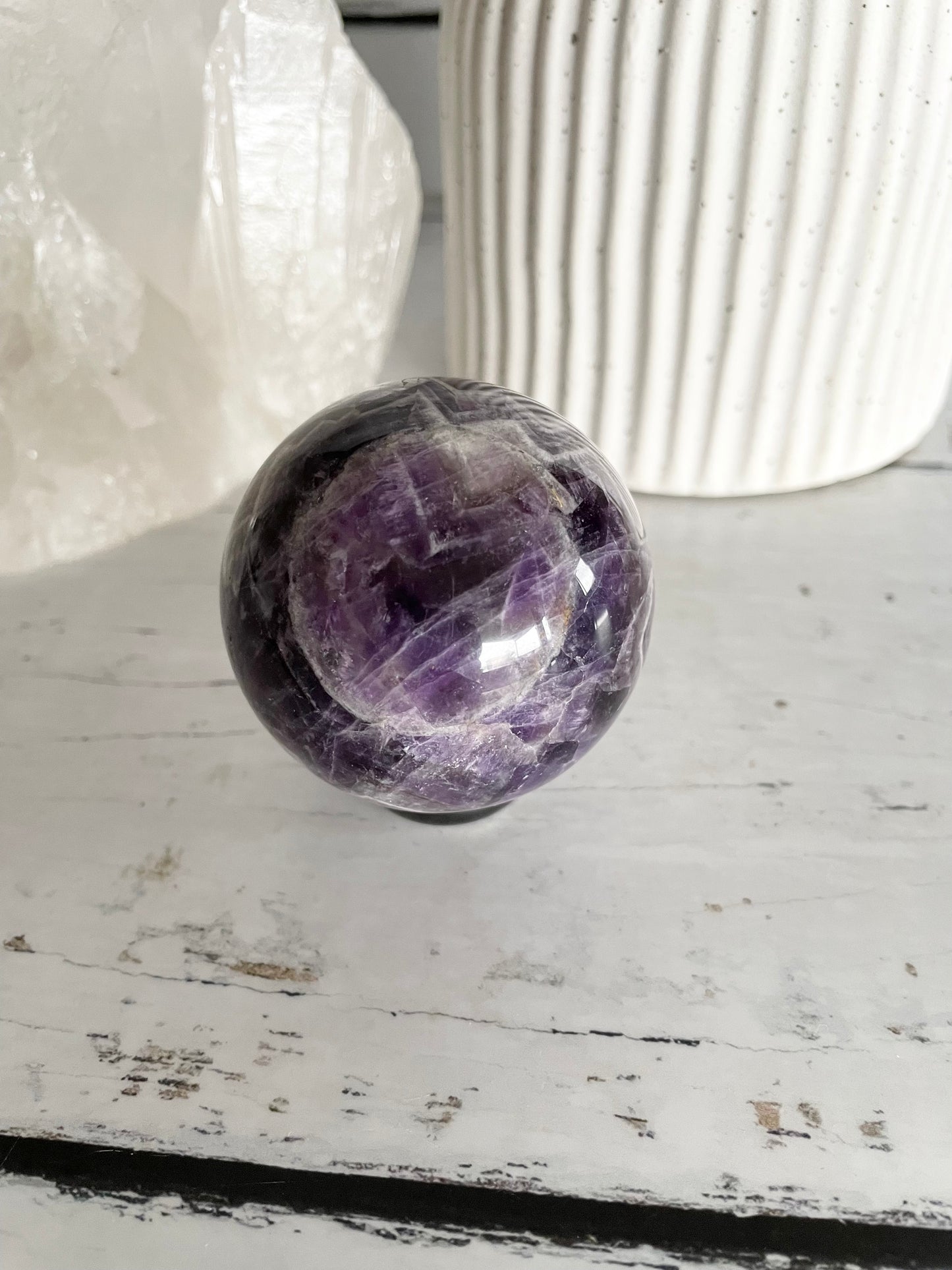 Chevron Dream Amethyst Sphere Includes Holder