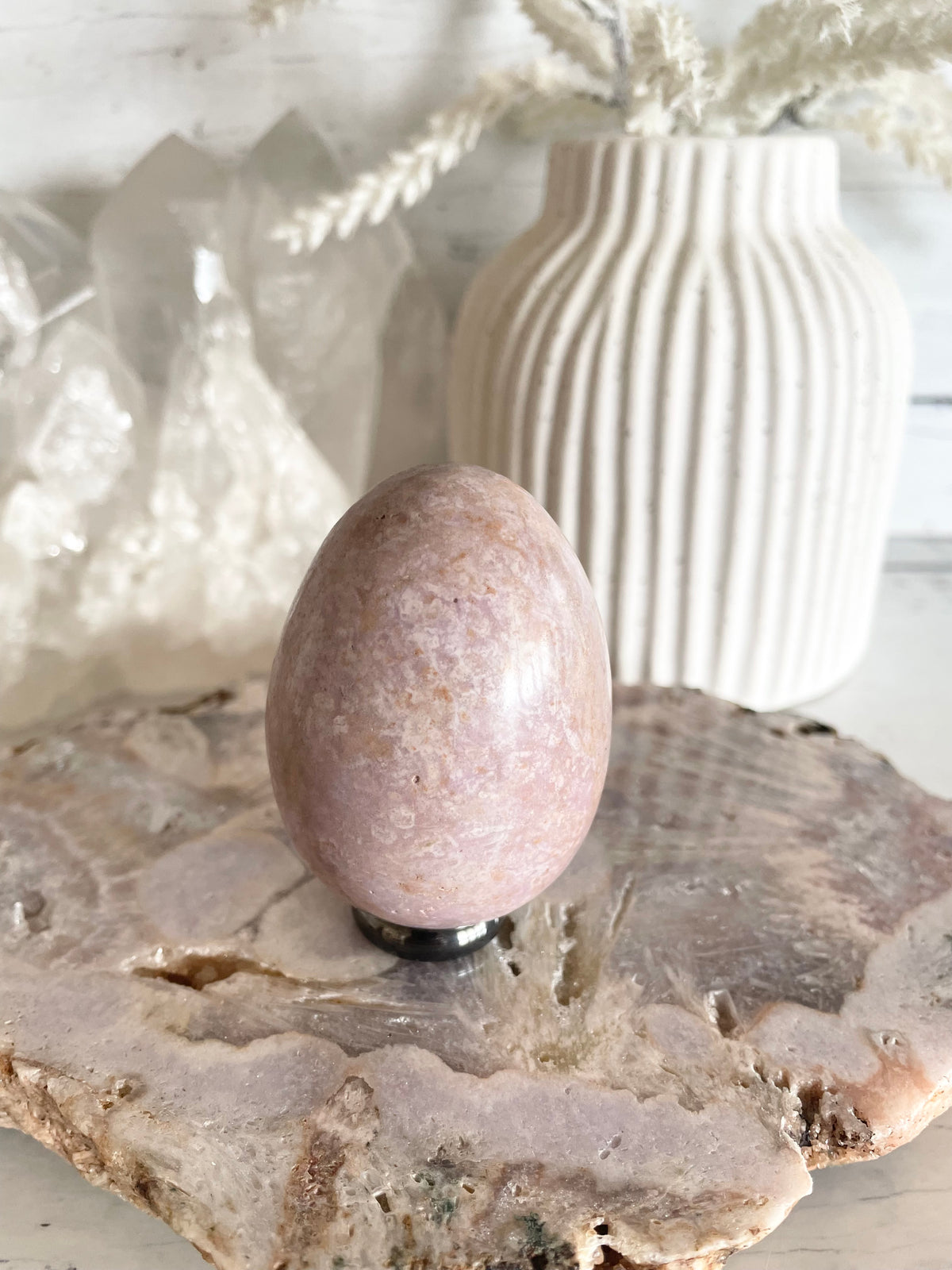 Phosphosiderite /Hope Stone Egg with holder