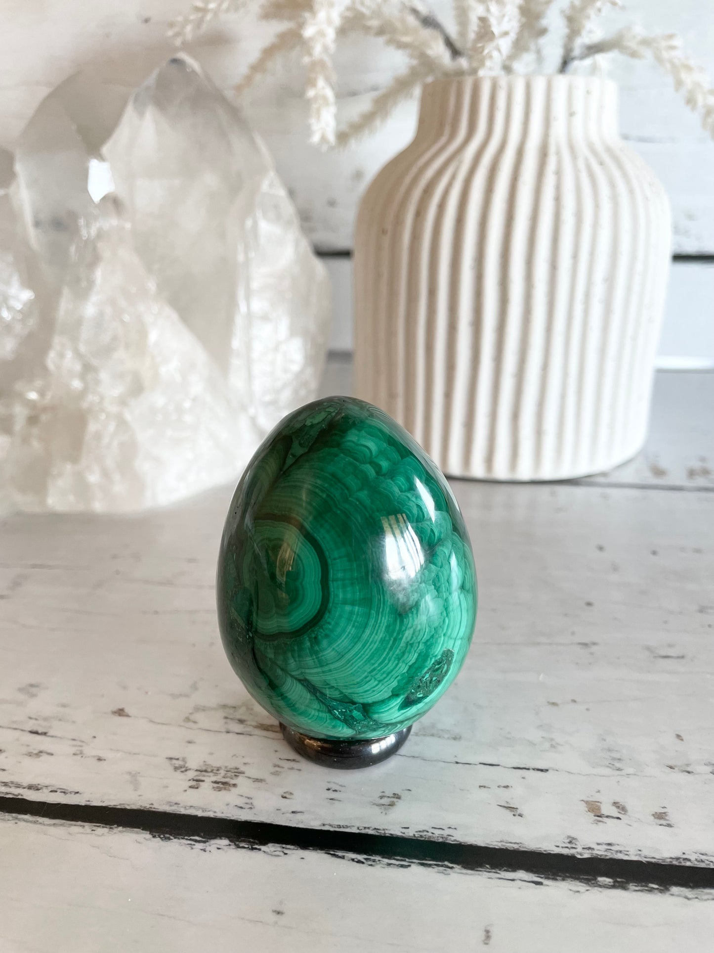 Malachite Egg with holder