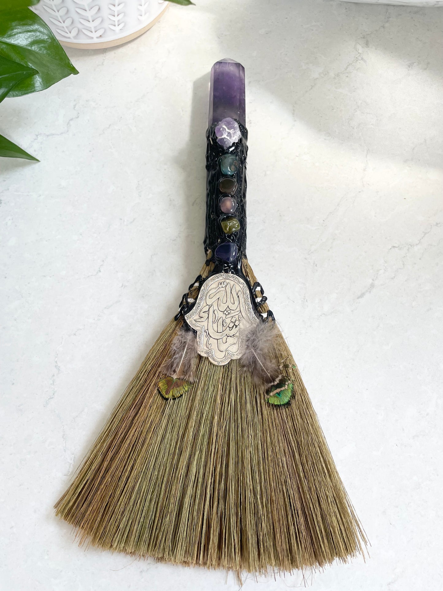 Crystal Feather Besom ~ Amethyst