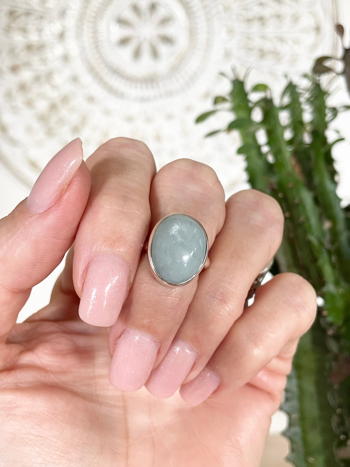 Aquamarine Silver Ring ~ size 6