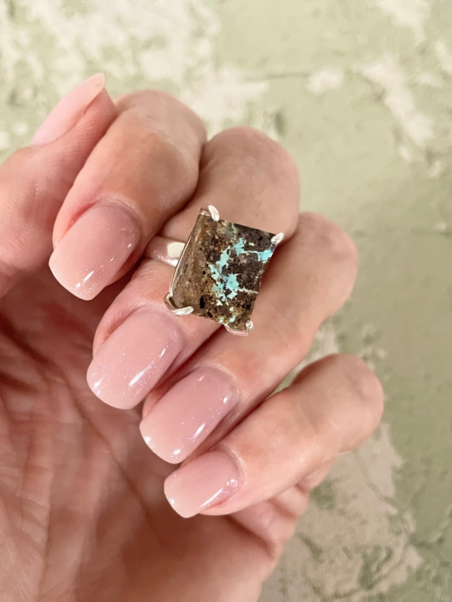 Royston Matrix Raw Turquoise Ring ~ Size 6