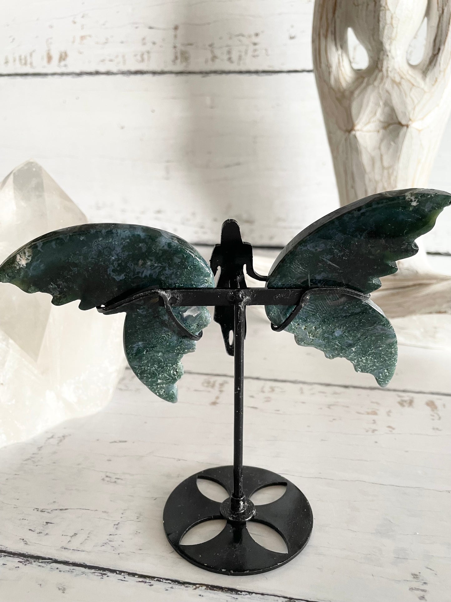 Ethereal Angel Wings ~ Moss Agate