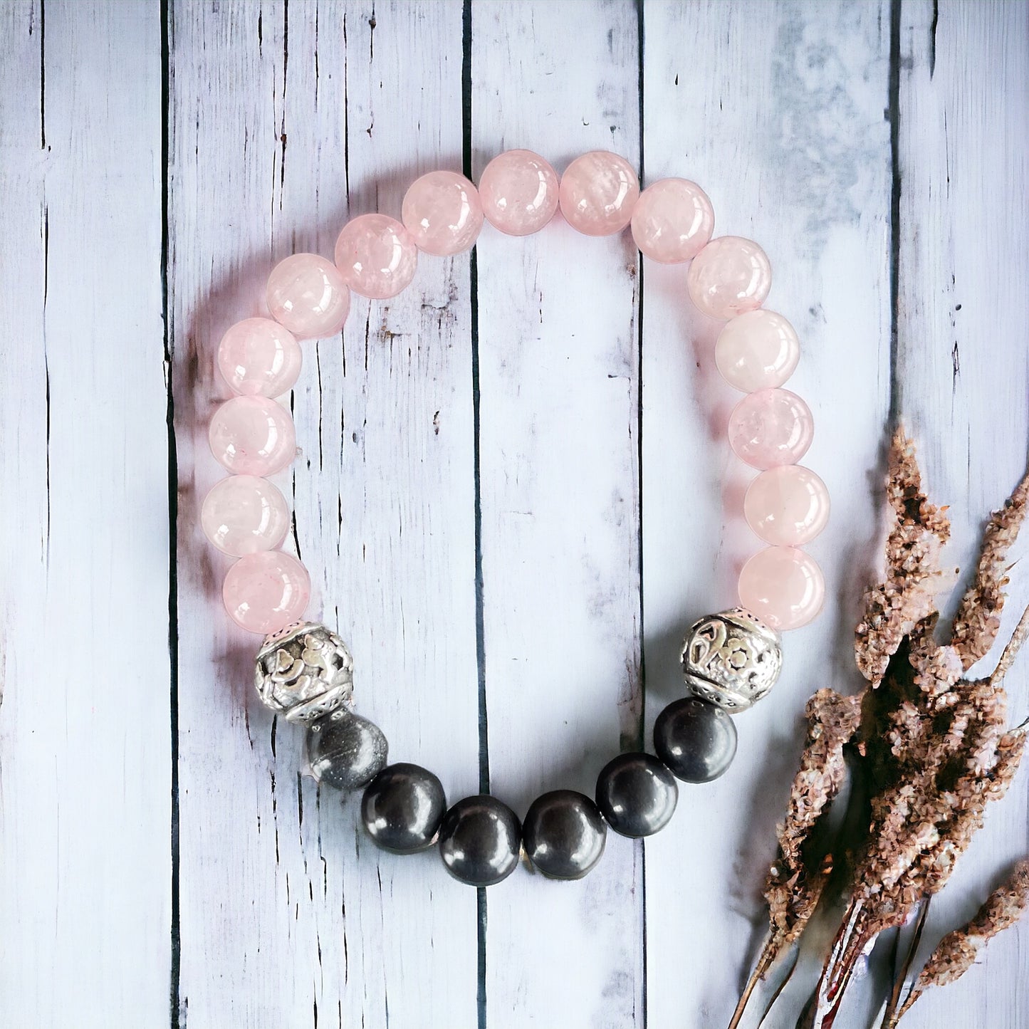 Shungite/Rose Quartz Healing Bracelet