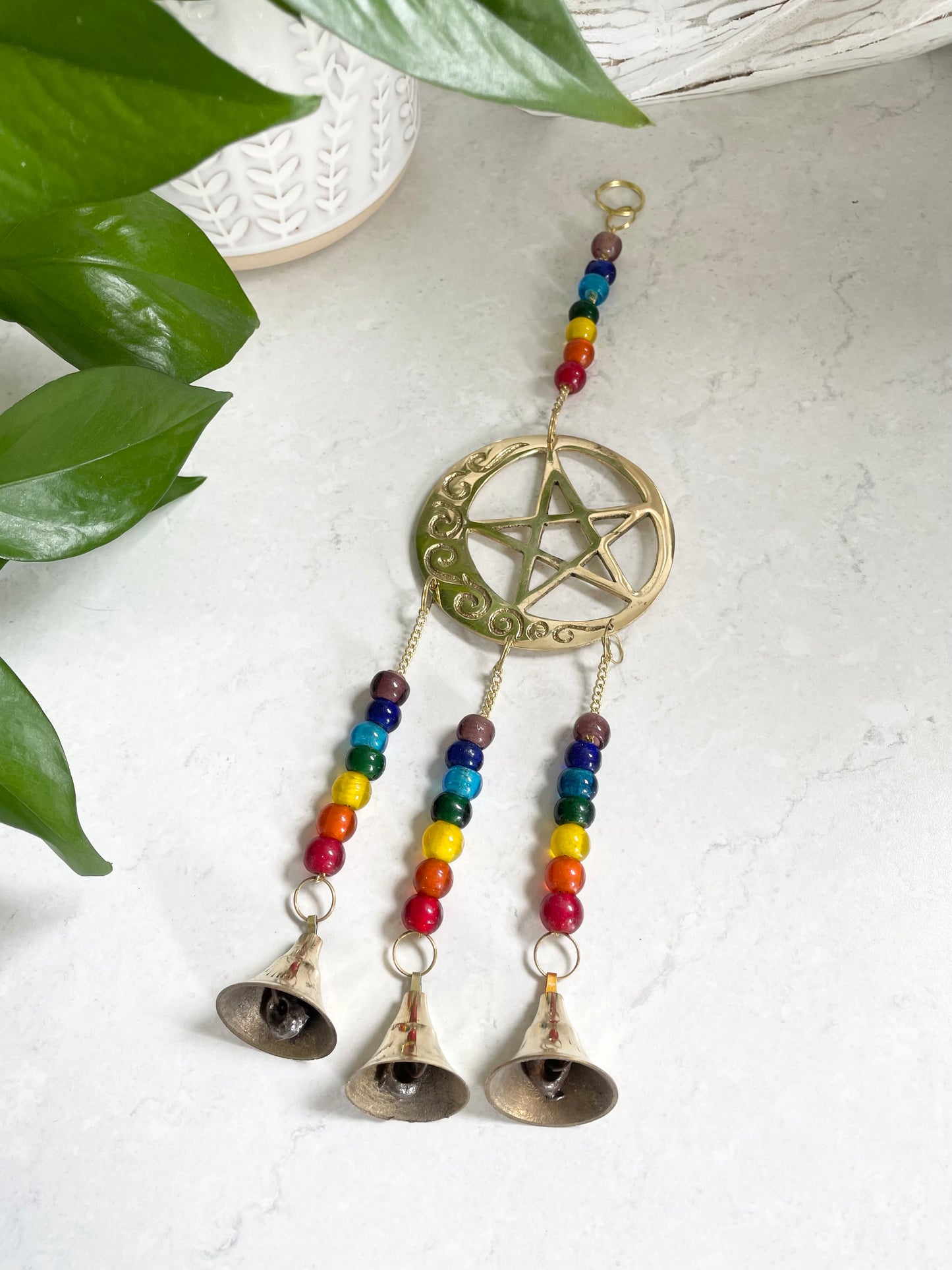 Celestial Moon & Stars ~ Brass Hanging