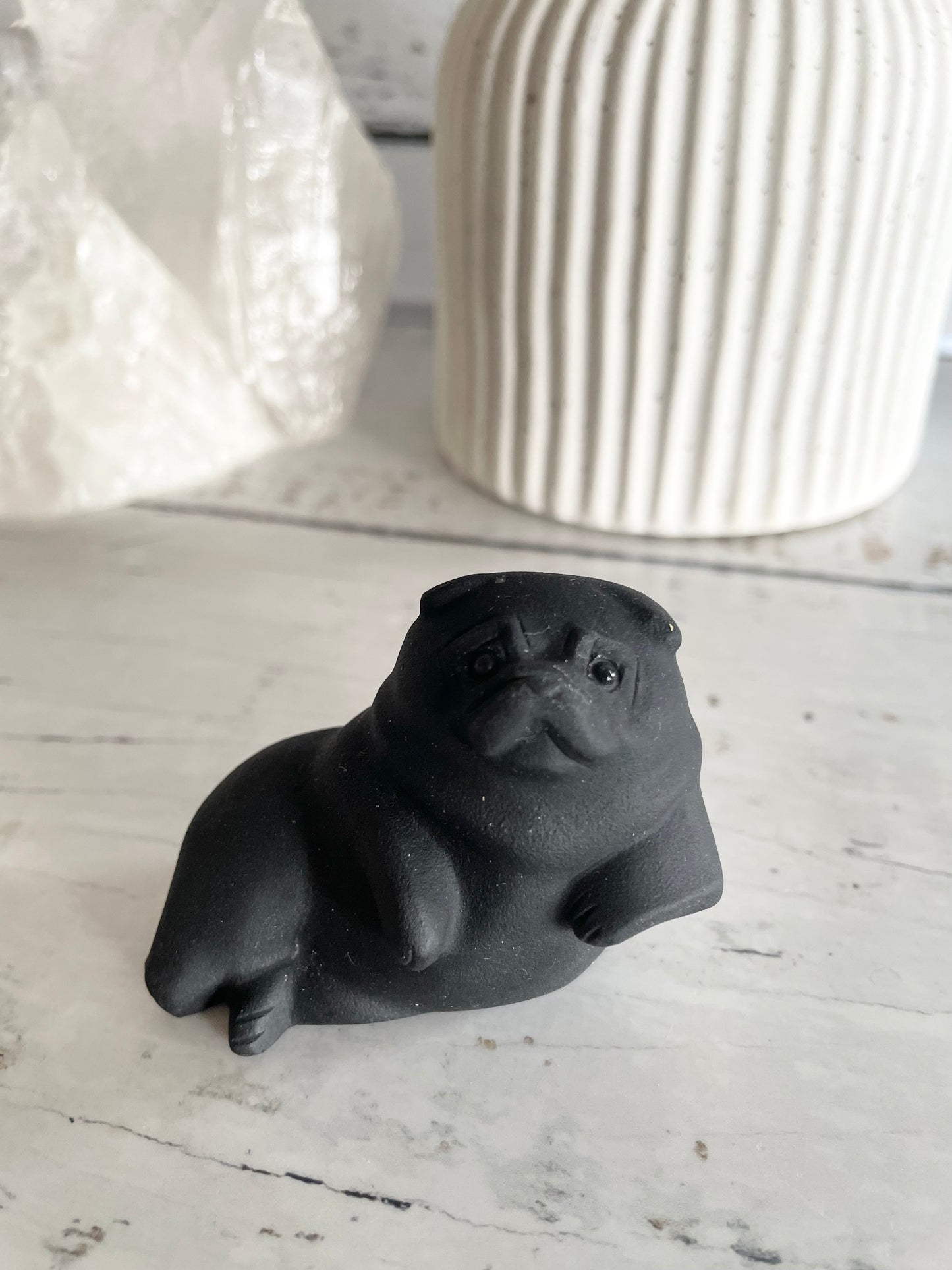 Black Obsidian Dog ~ Pug (I look like a seal)