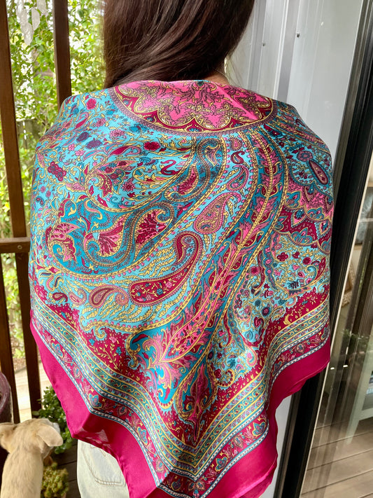 Fuschia Paisley Wrap Shawl