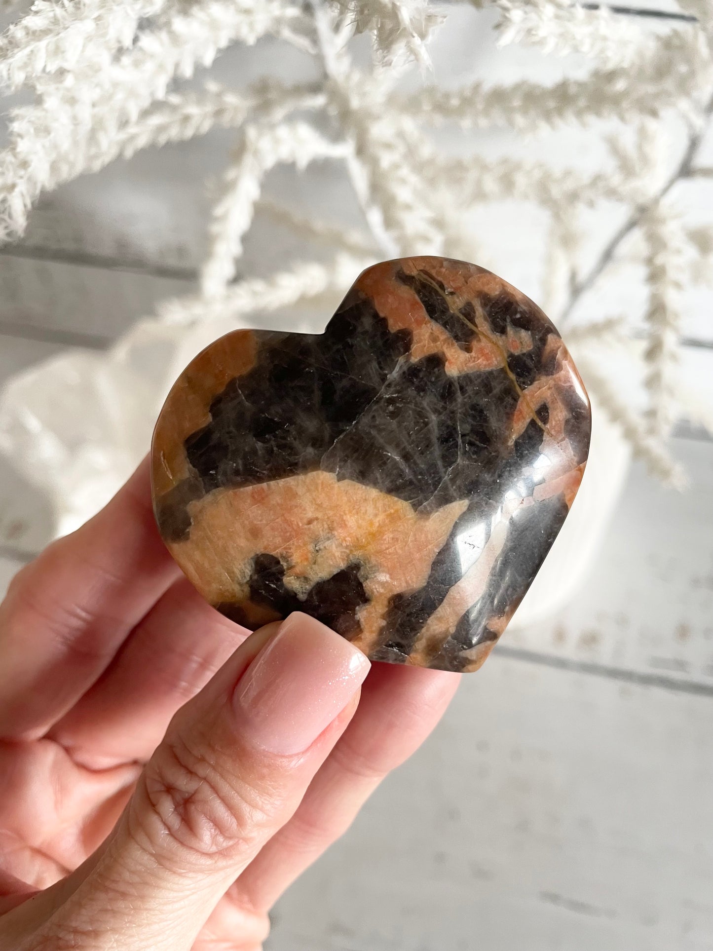 Smoky Quartz & Sunstone Heart