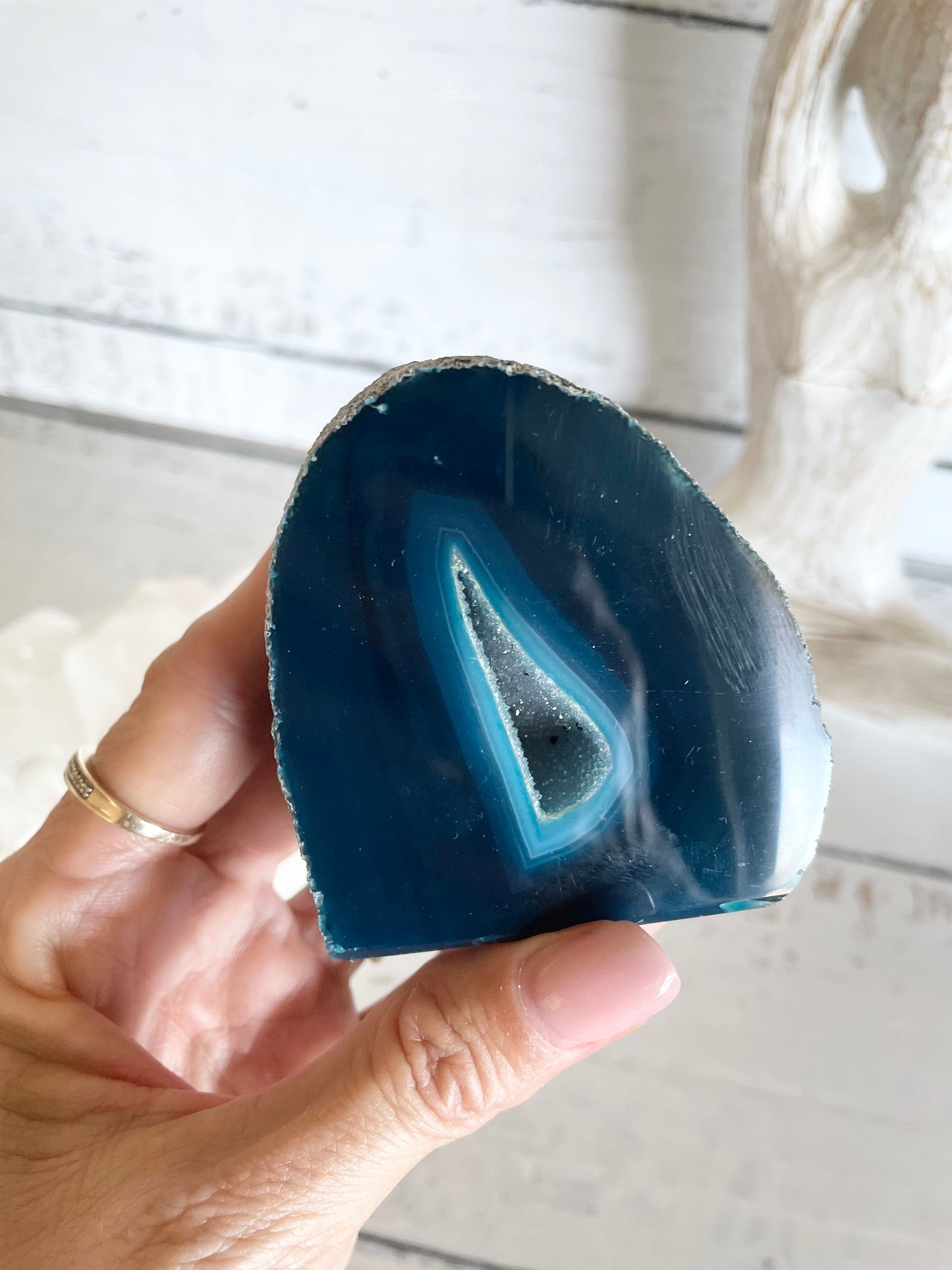 Agate Druzy Geode ~ Blue