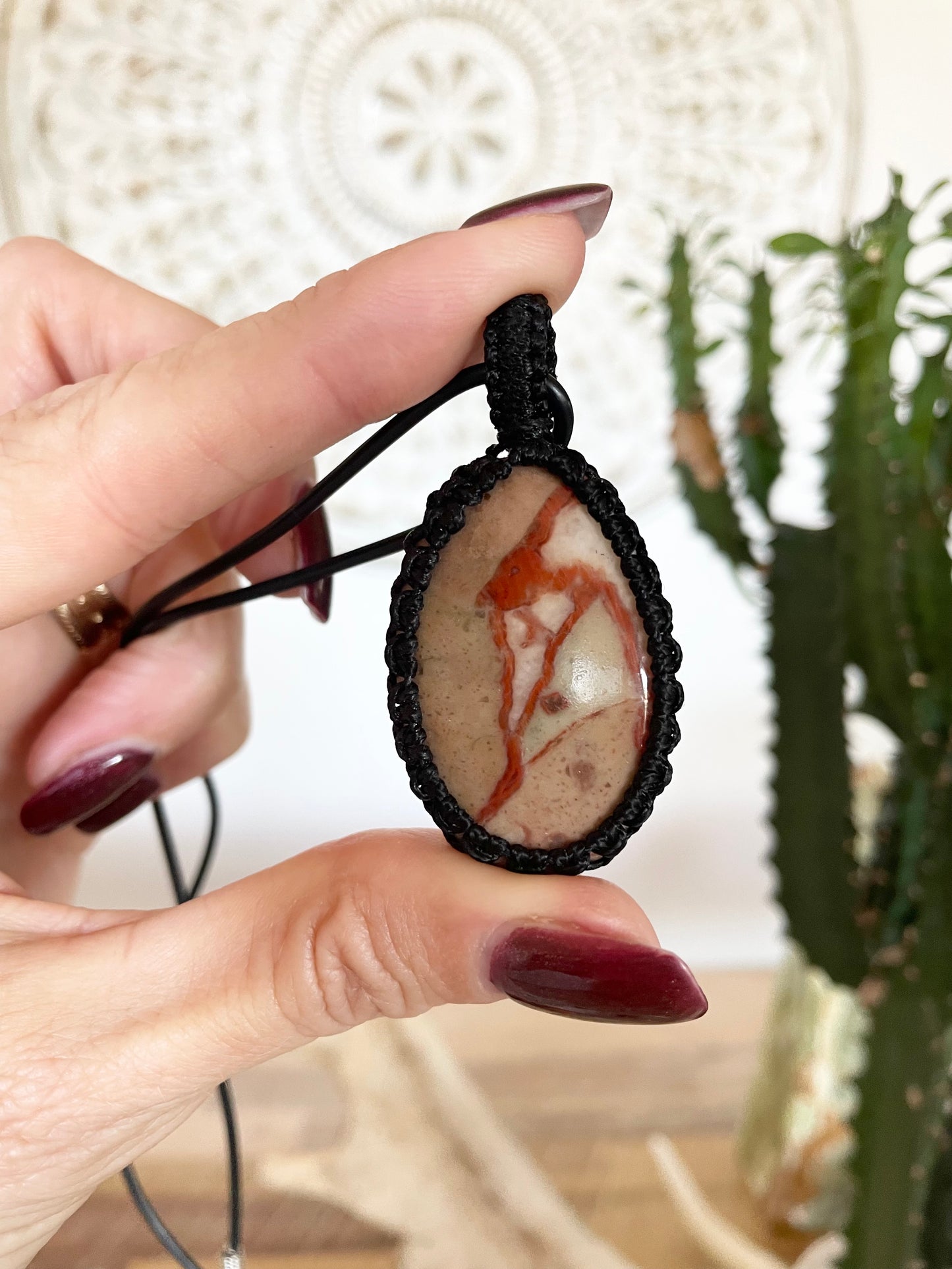 Macrame Pendant ~ Cobra Jasper