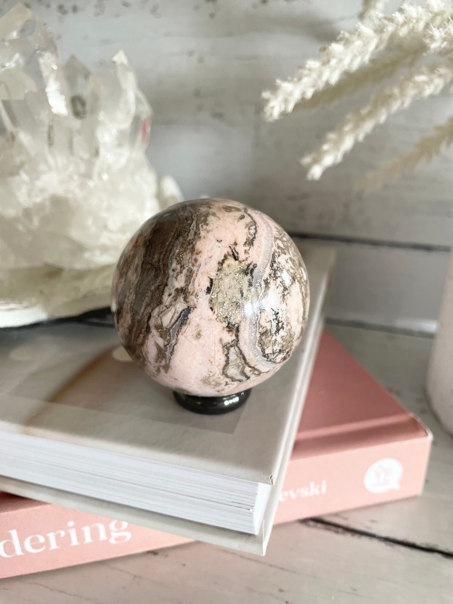 Rhodochrosite Sphere Includes Holder