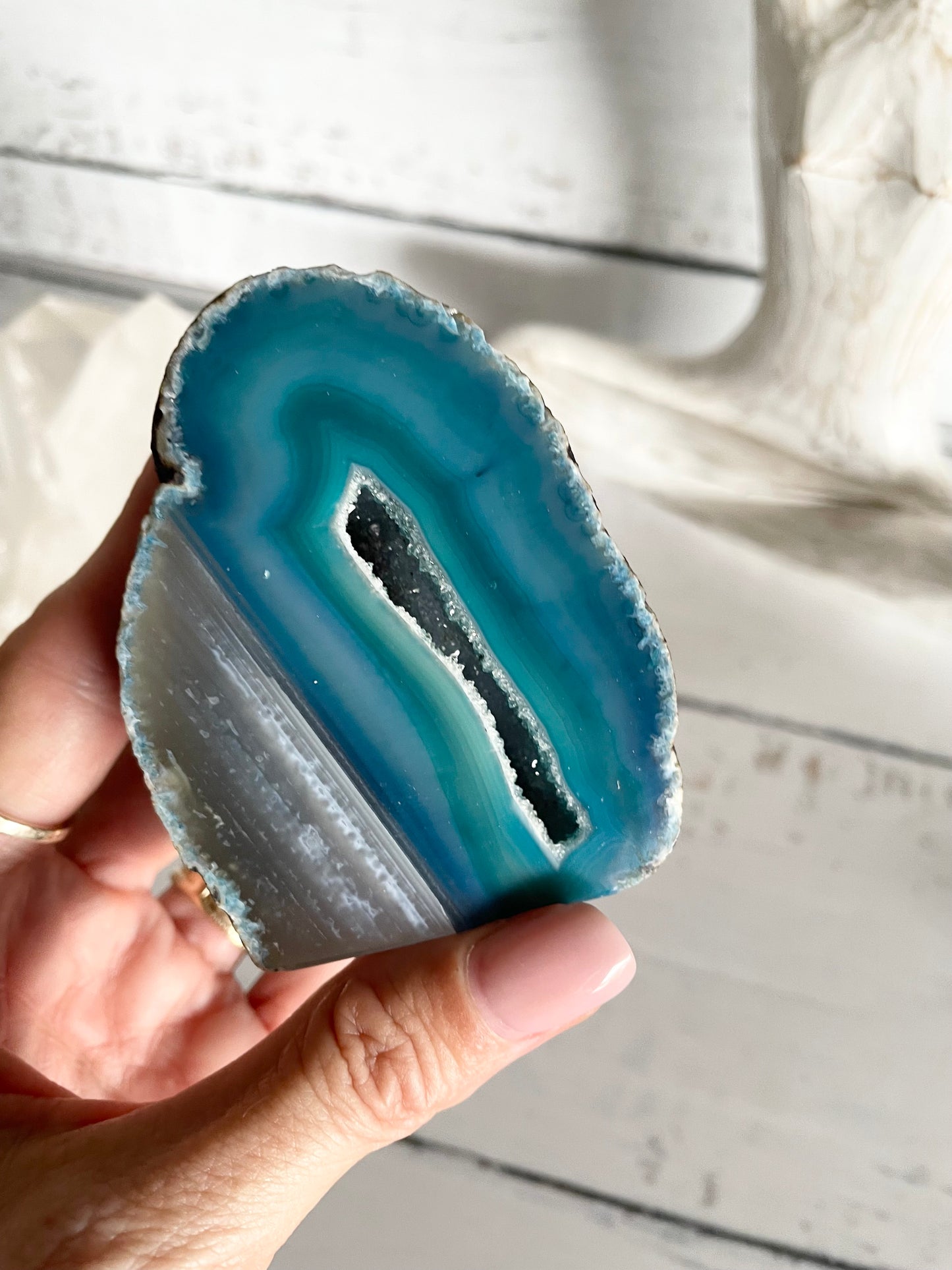 Agate Druzy Geode ~ Blue