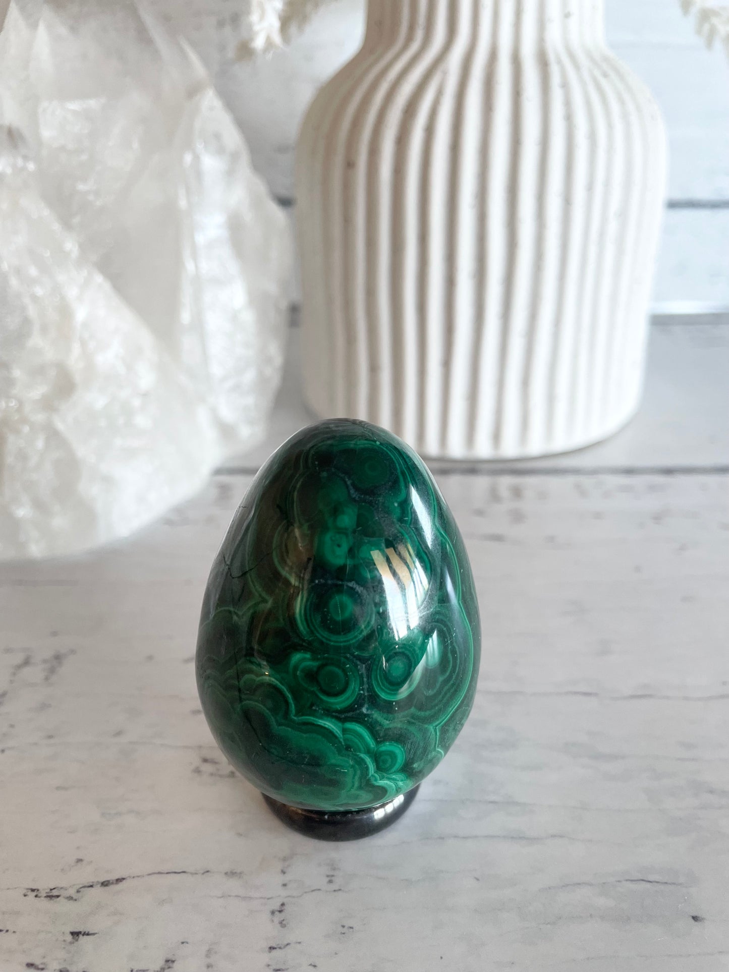 Malachite Egg with holder