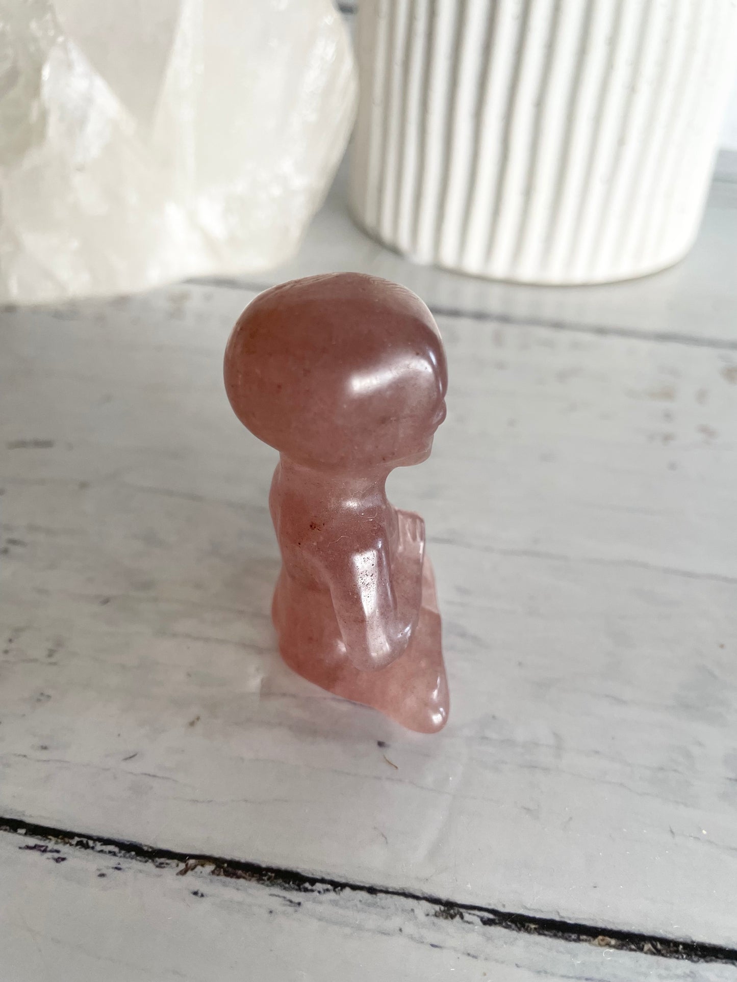 Meditating Alien ~ Strawberry Quartz