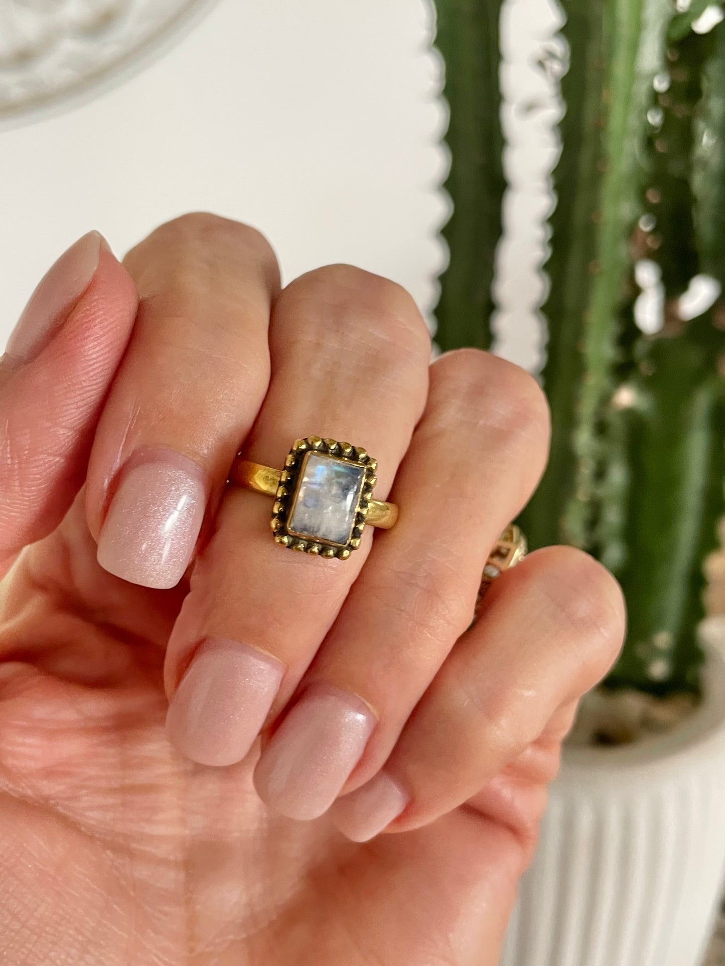 Rainbow Moonstone Ring - Sizes listed