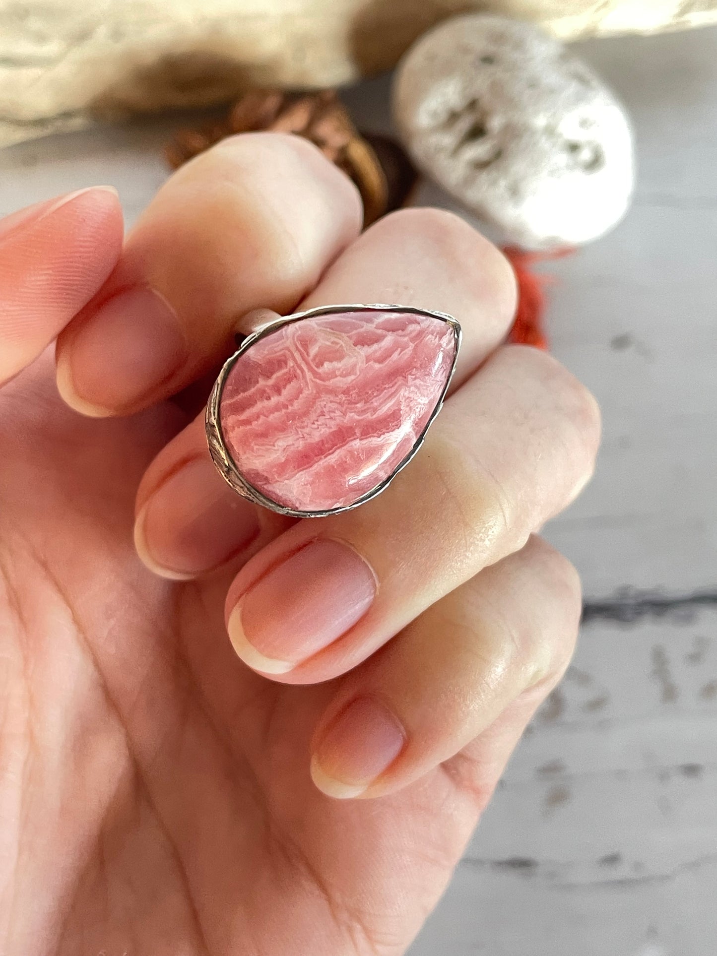 Rhodochrosite /Inca Rose Ring ~ size 8