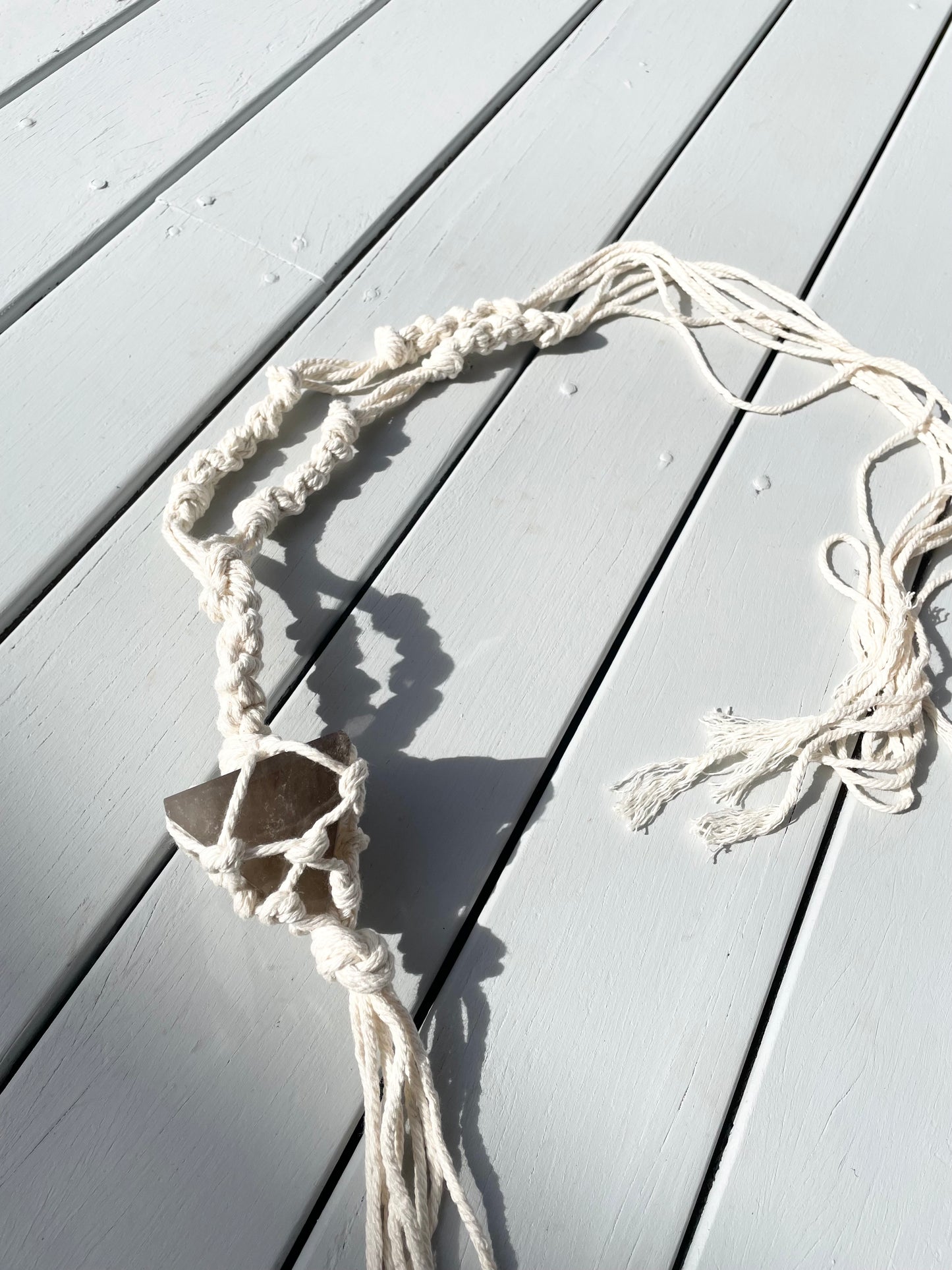 Made by Wayne Macrame Hanging - Smoky Quartz Pyramid