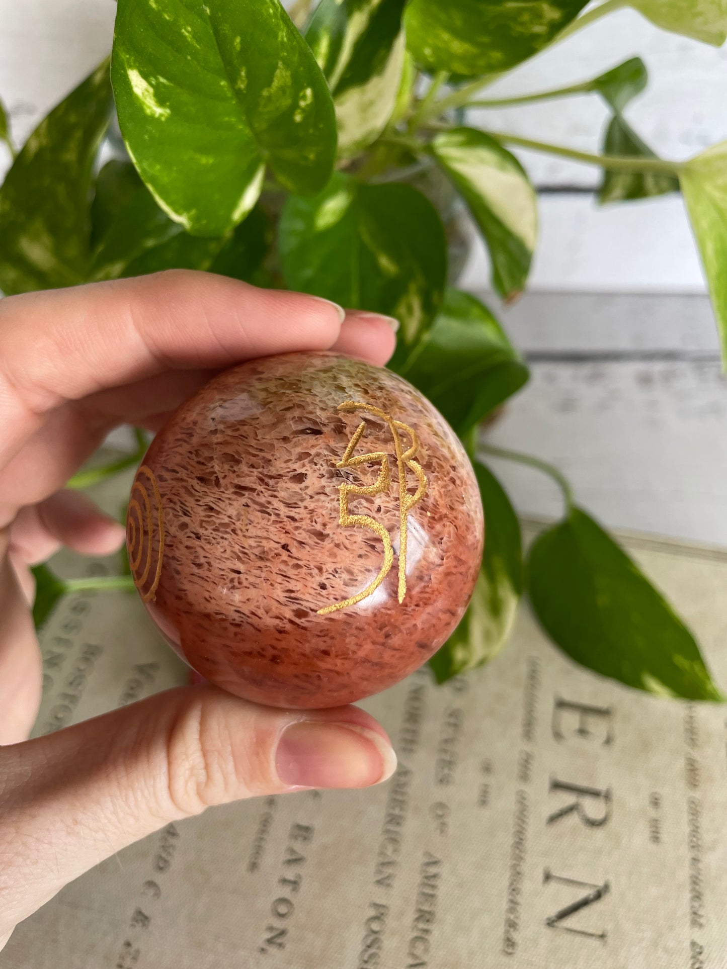 Orange Aventurine Reiki Sphere Includes Holder