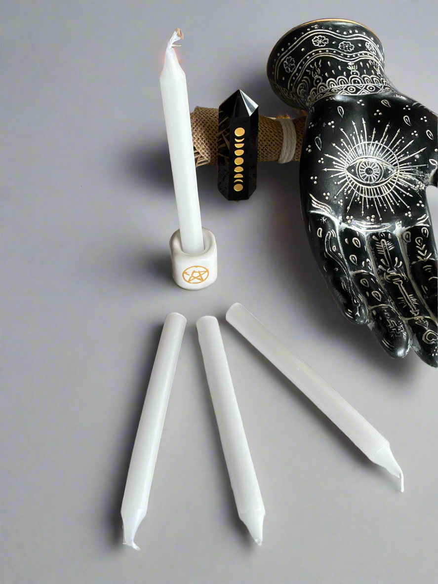 Wish/Mantra Candle White - Peace and purity