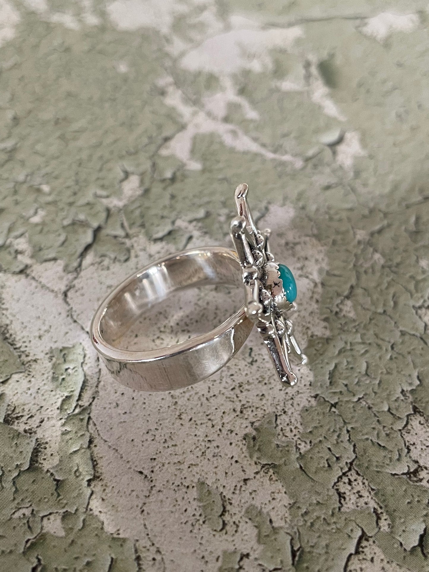 Kingman Turquoise Star Ring ~ adjustable 7.5 - 10