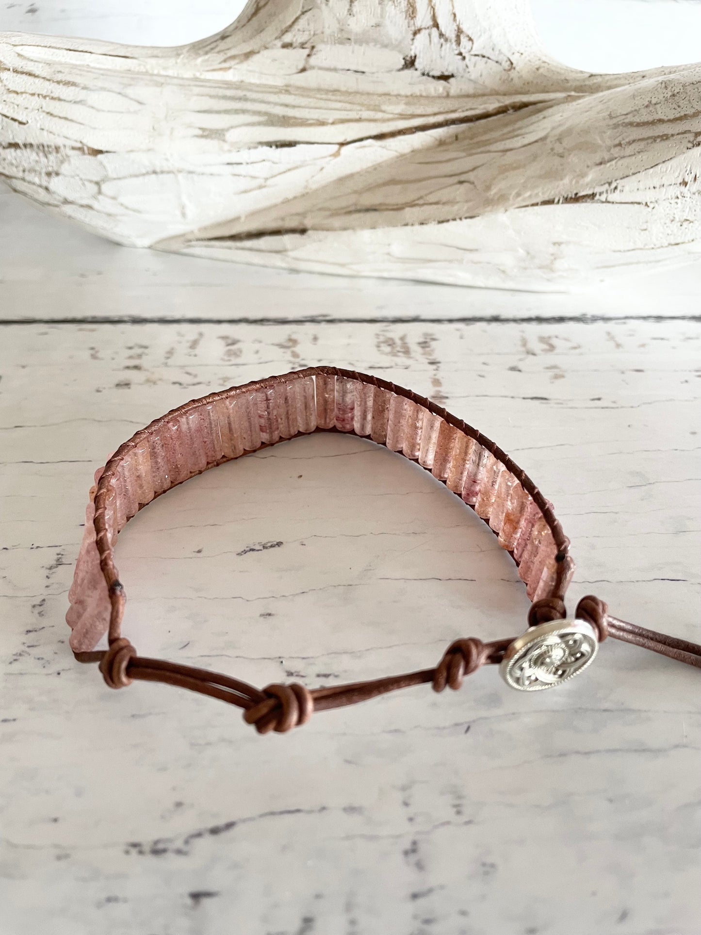 Adjustable Bracelet ~ Strawberry Quartz