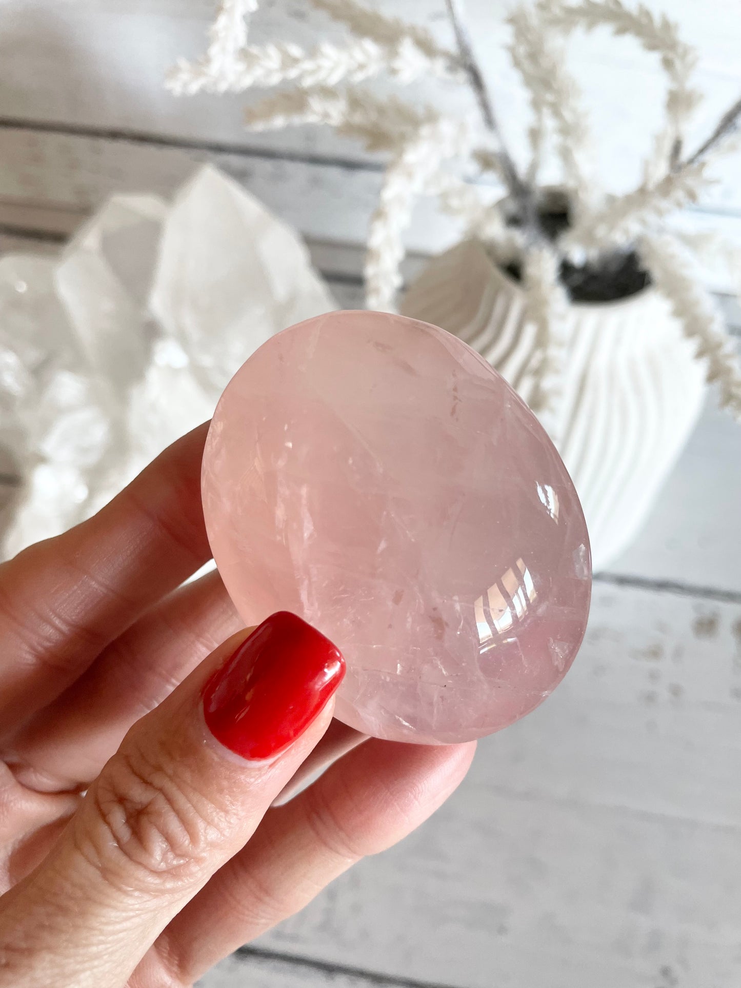 Rose Quartz Pillow Palm Stone