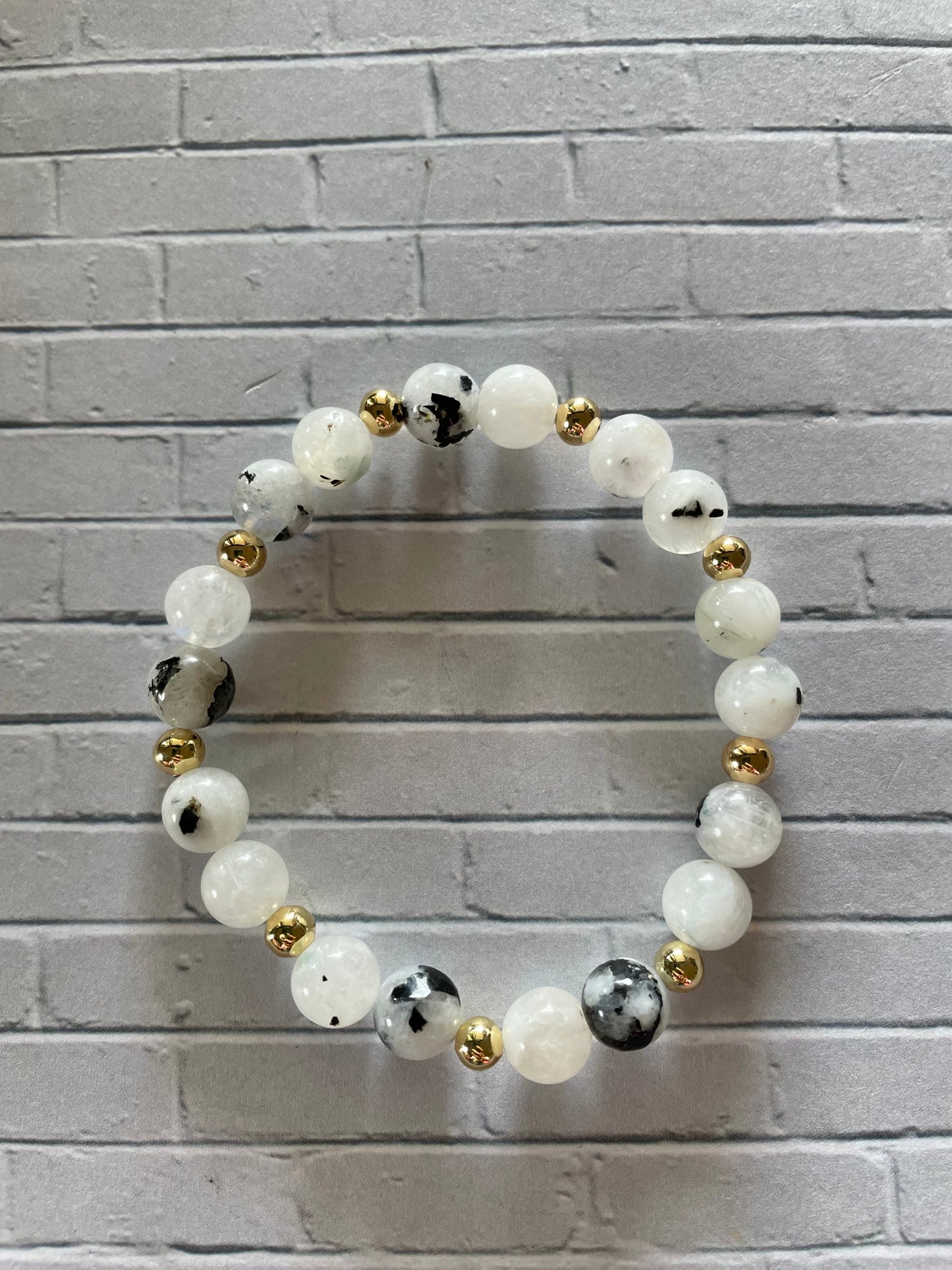 Rainbow Moonstone Healing Bracelet with 18K gold beads