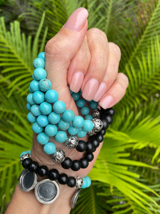 Shungite\Blue Howlite Healing Bracelet