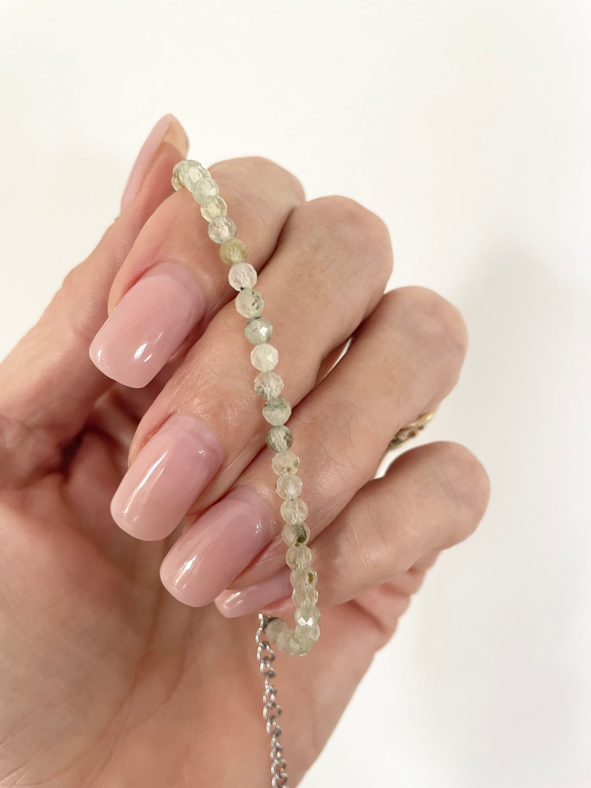 Faceted Prehnite bracelet