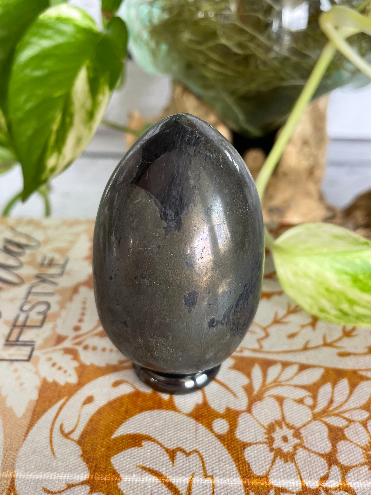 Pyrite Egg with holder