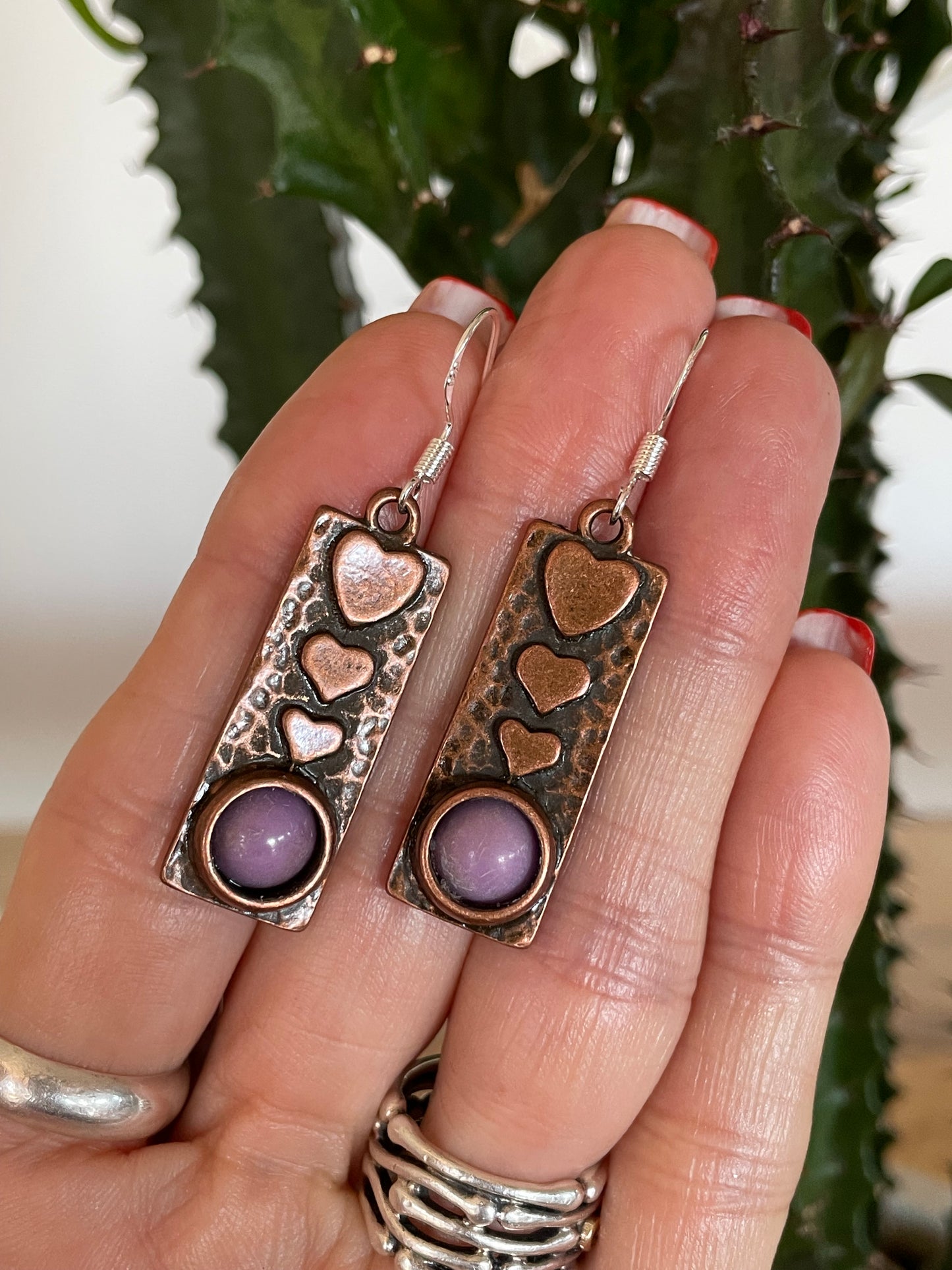 Hope Stone Heart copper dangles