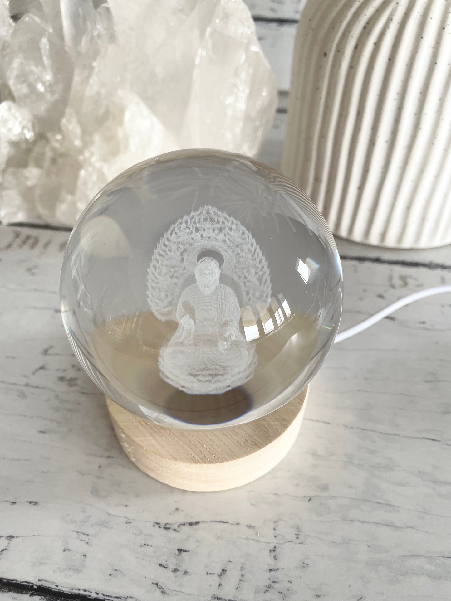 Glass Orb USB Lamp ~ Buddha