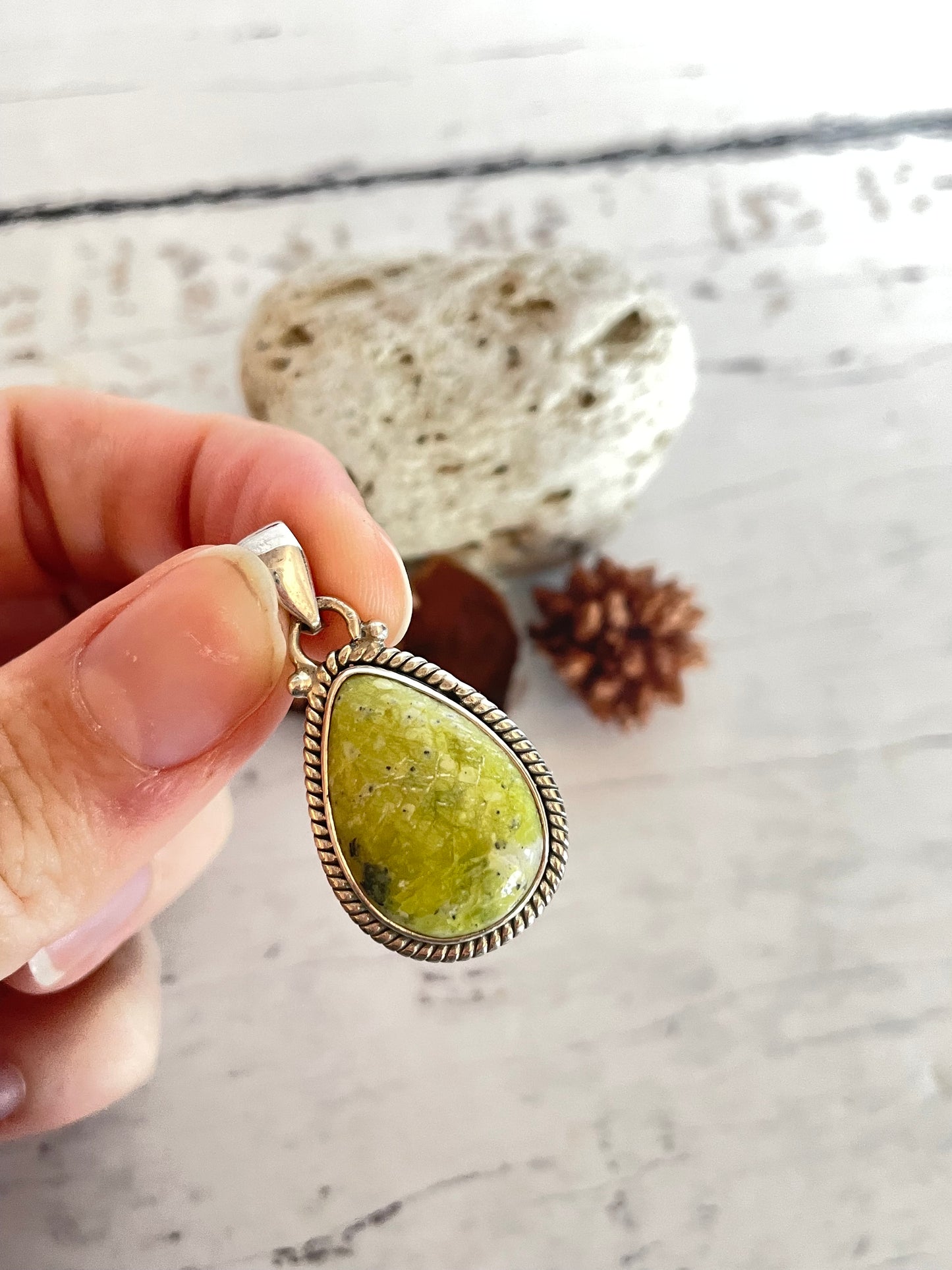 Lizardite /Yellow Serpentine Pendant