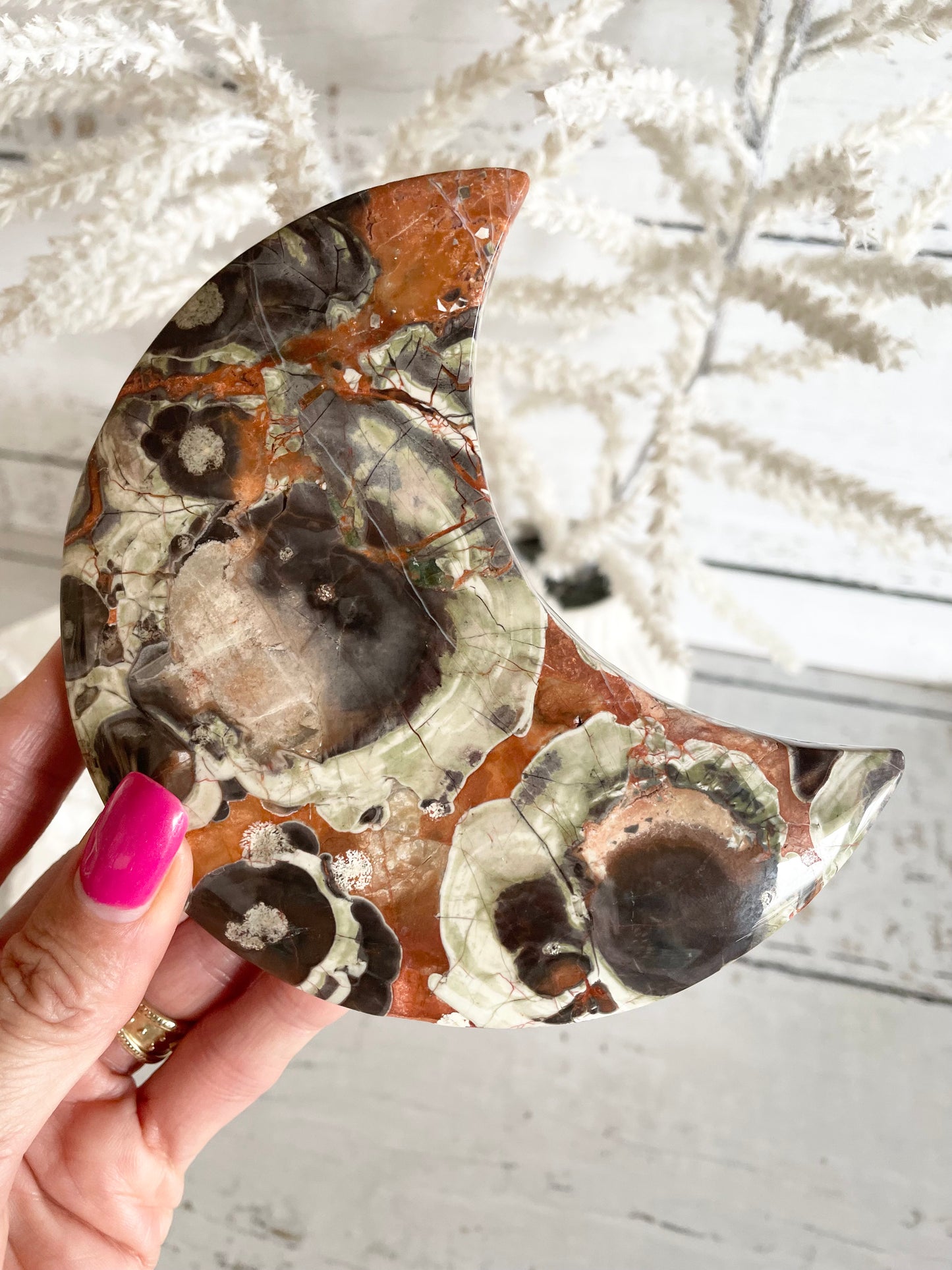 Fortune Agate Crescent Moon