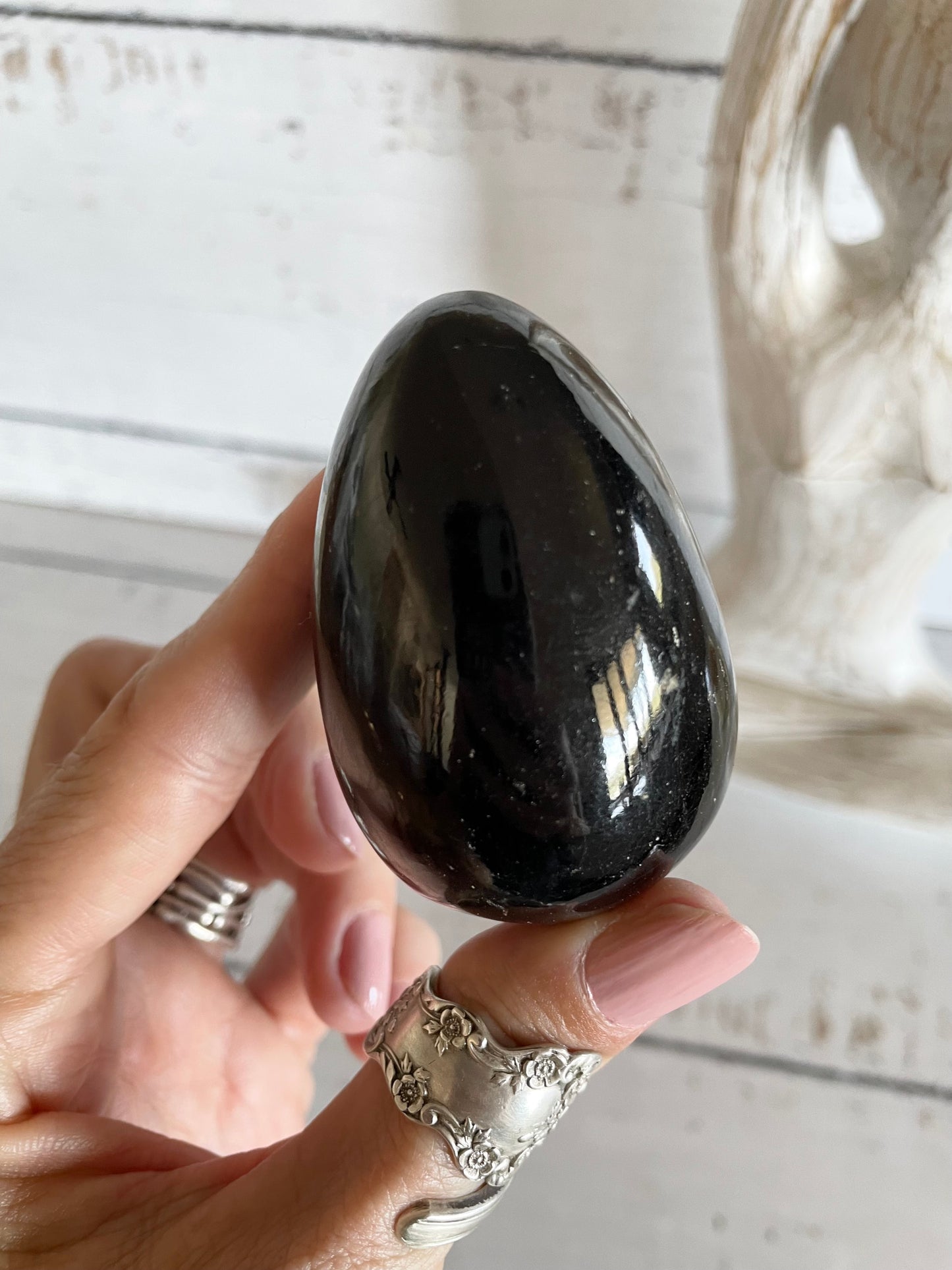 Black Tourmaline Egg with holder