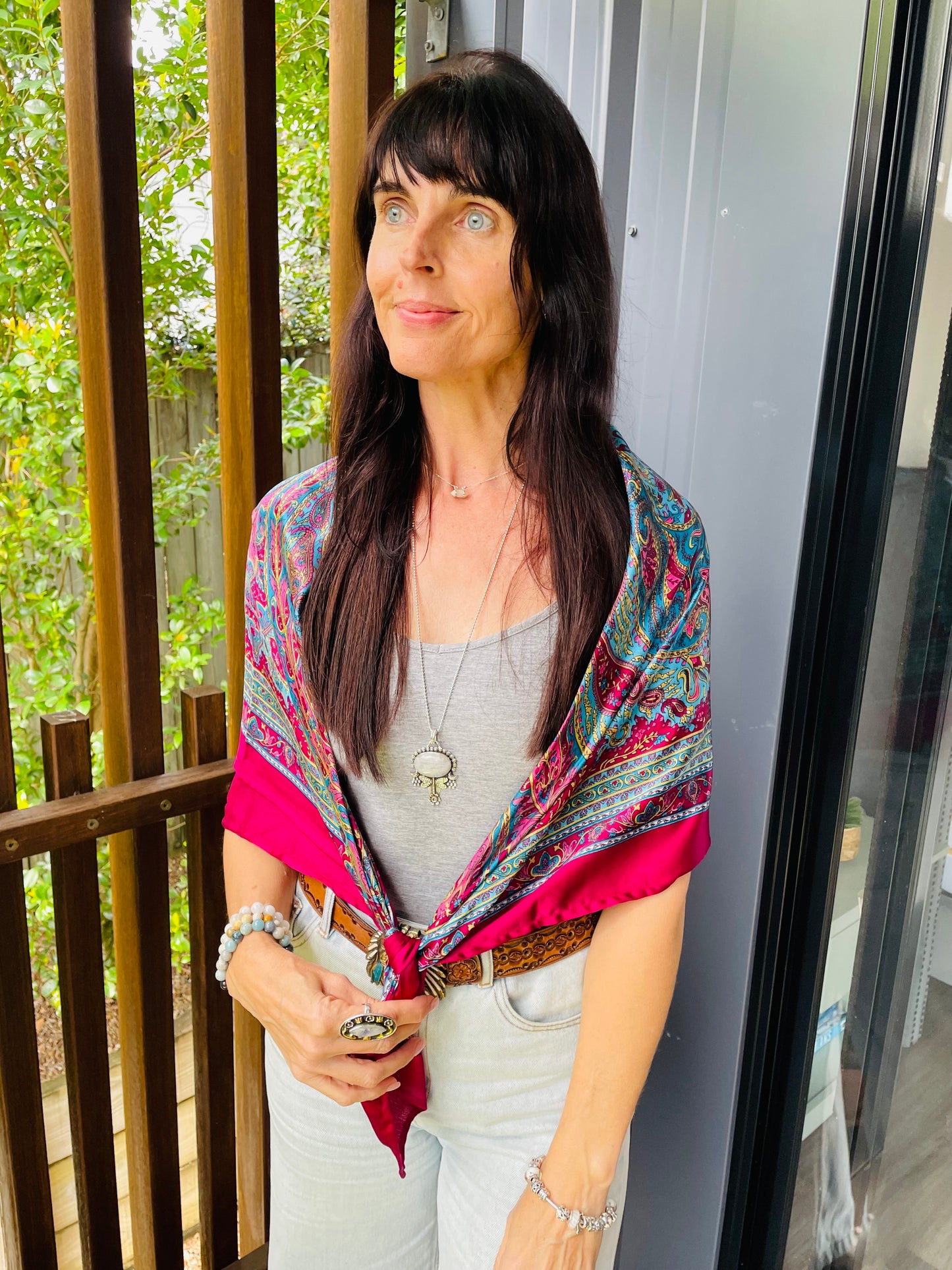 Fuschia Paisley Wrap Shawl