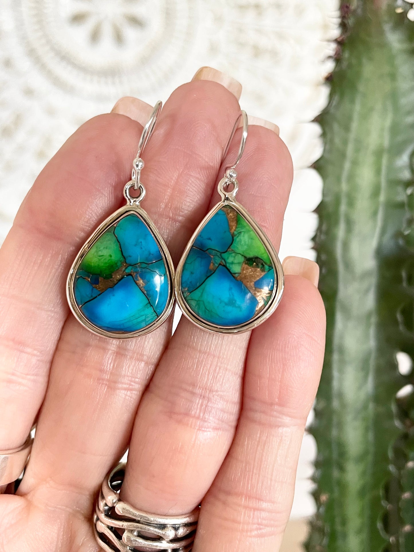 Peacock Dahlia Turquoise Dangles