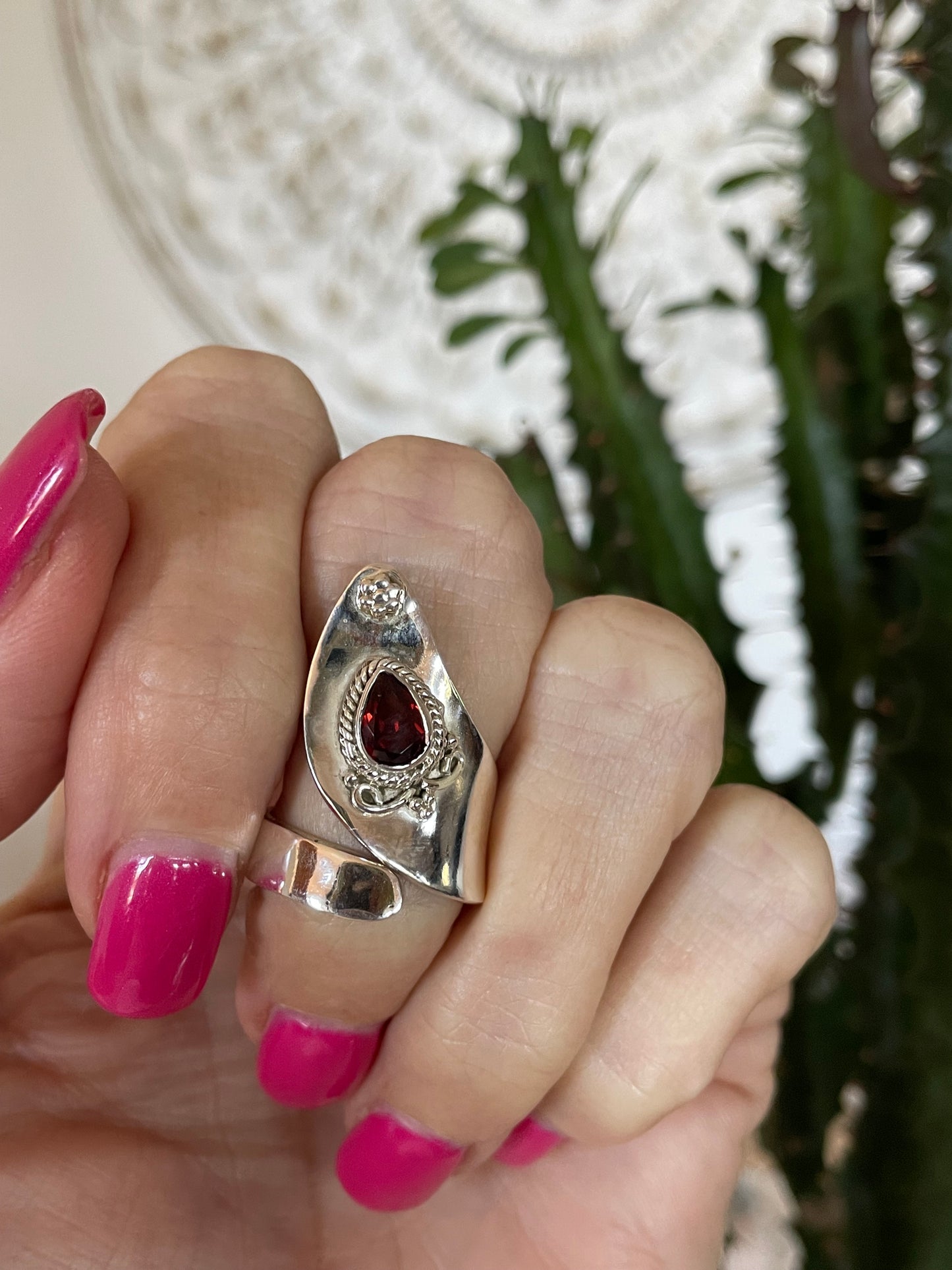 Garnet adjustable ring ~ sizes 6.5-10