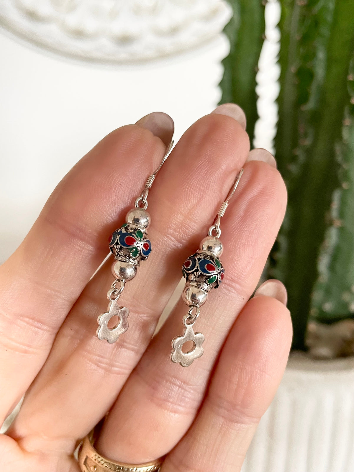 Enamel Silver Dangles